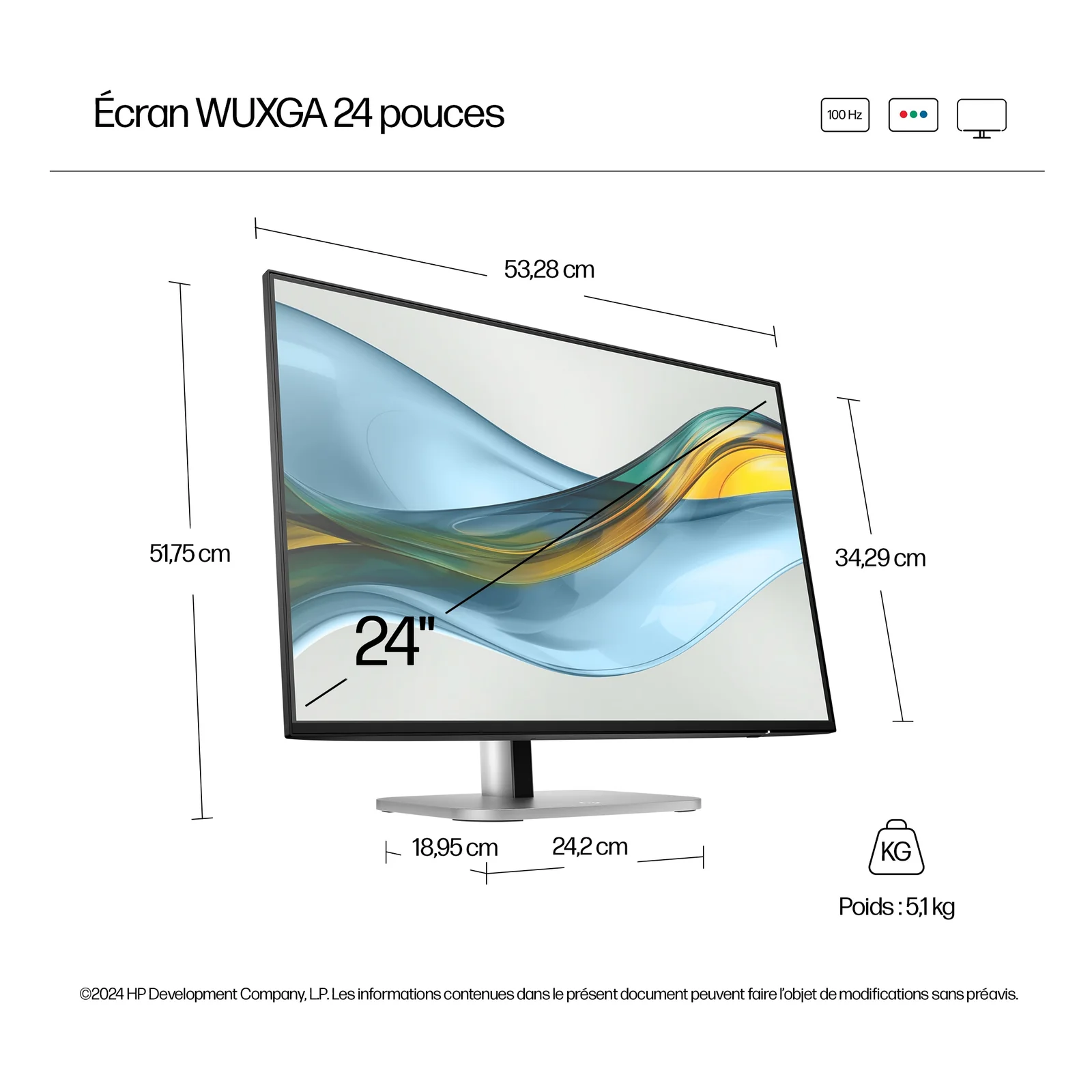 HP Series 5 Écran WUXGA 24 pouces Pro - 524pn