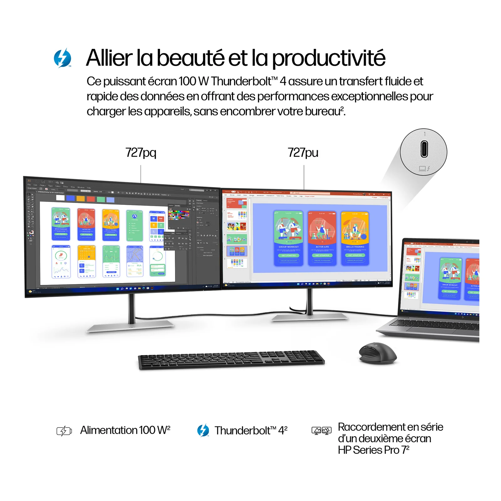 HP Series 7 Pro Écran QHD Thunderbolt 4 27 pouces - 727pu