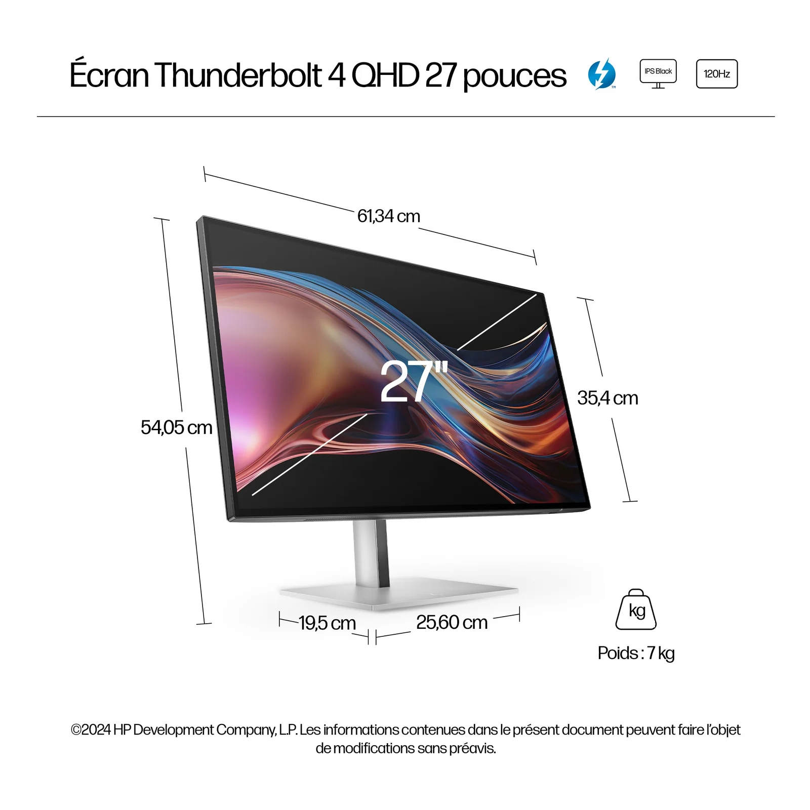 HP Series 7 Pro Écran QHD Thunderbolt 4 27 pouces - 727pu