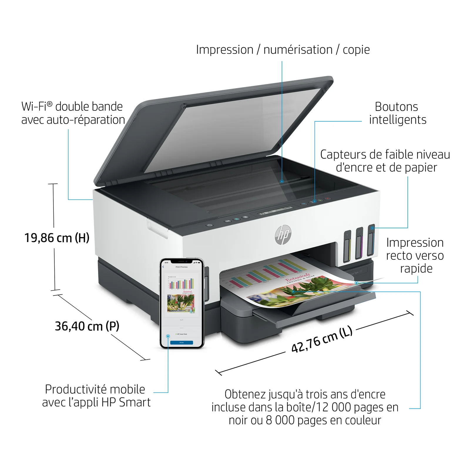 HP Smart Tank 7005 Sans fil All-in-One Couleur Imprimante, Impression recto-verso; copieur, scanner