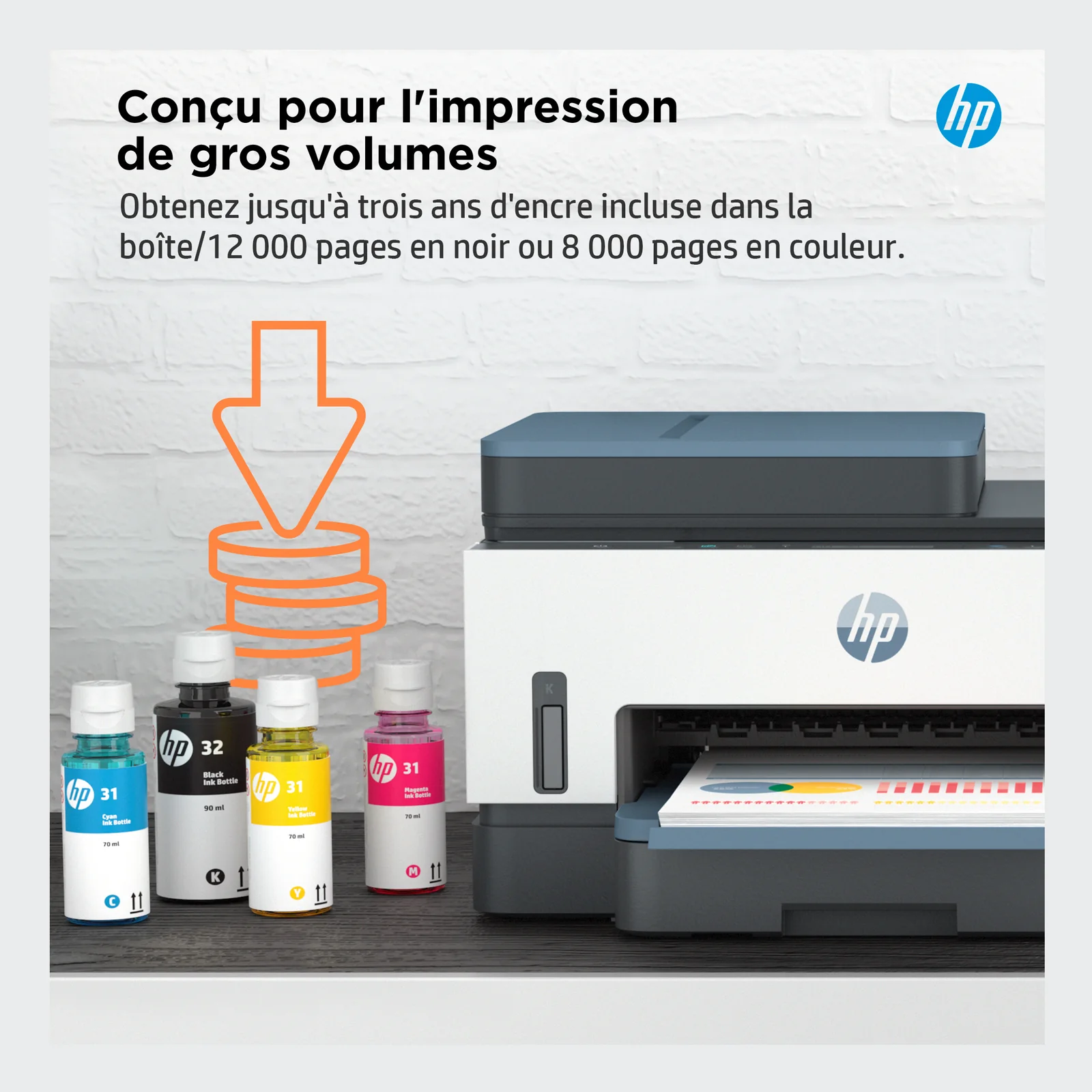 HP Smart Tank 7306 Sans fil All-in-One Couleur Imprimante, Impression recto-verso; copieur, scanner