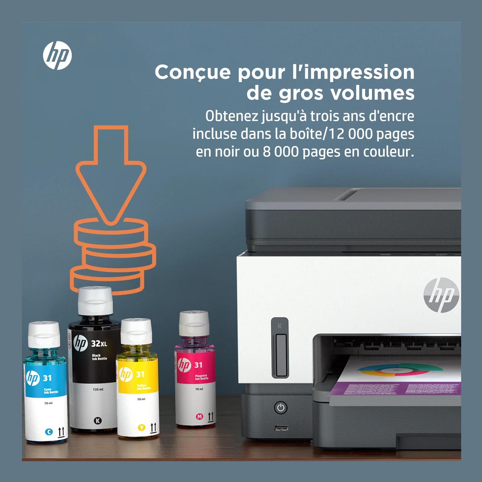 HP Smart Tank 7605 Sans fil All-in-One Couleur Imprimante, Impression recto-verso; copieur, scanner