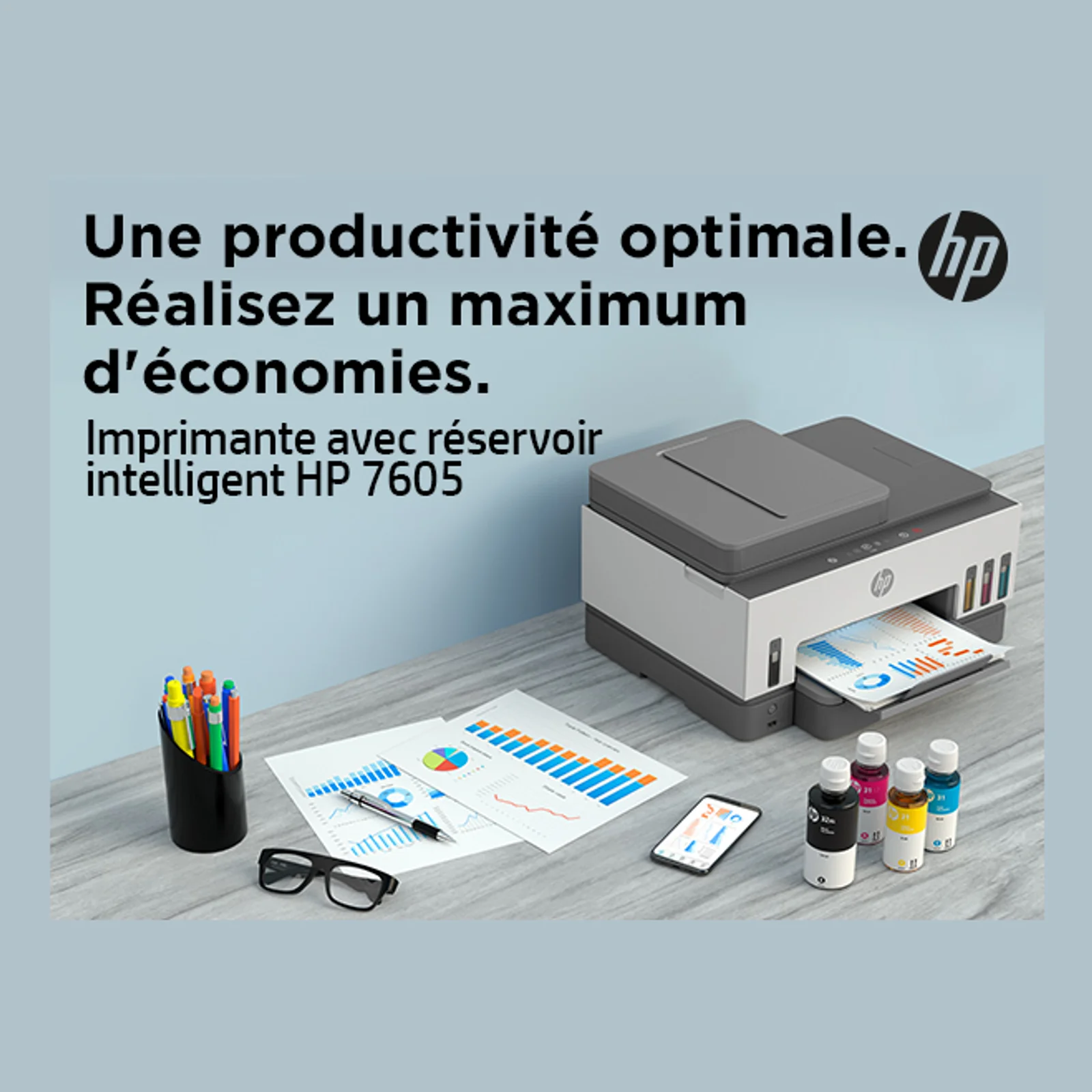 HP Smart Tank 7605 Sans fil All-in-One Couleur Imprimante, Impression recto-verso; copieur, scanner