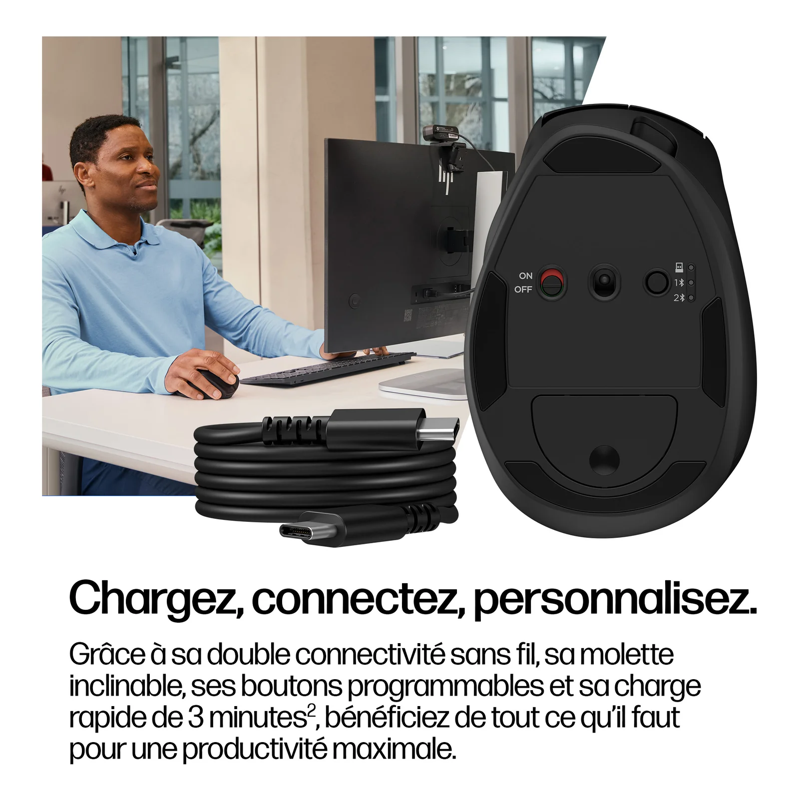 HP Souris ergonomique inclinable 725M