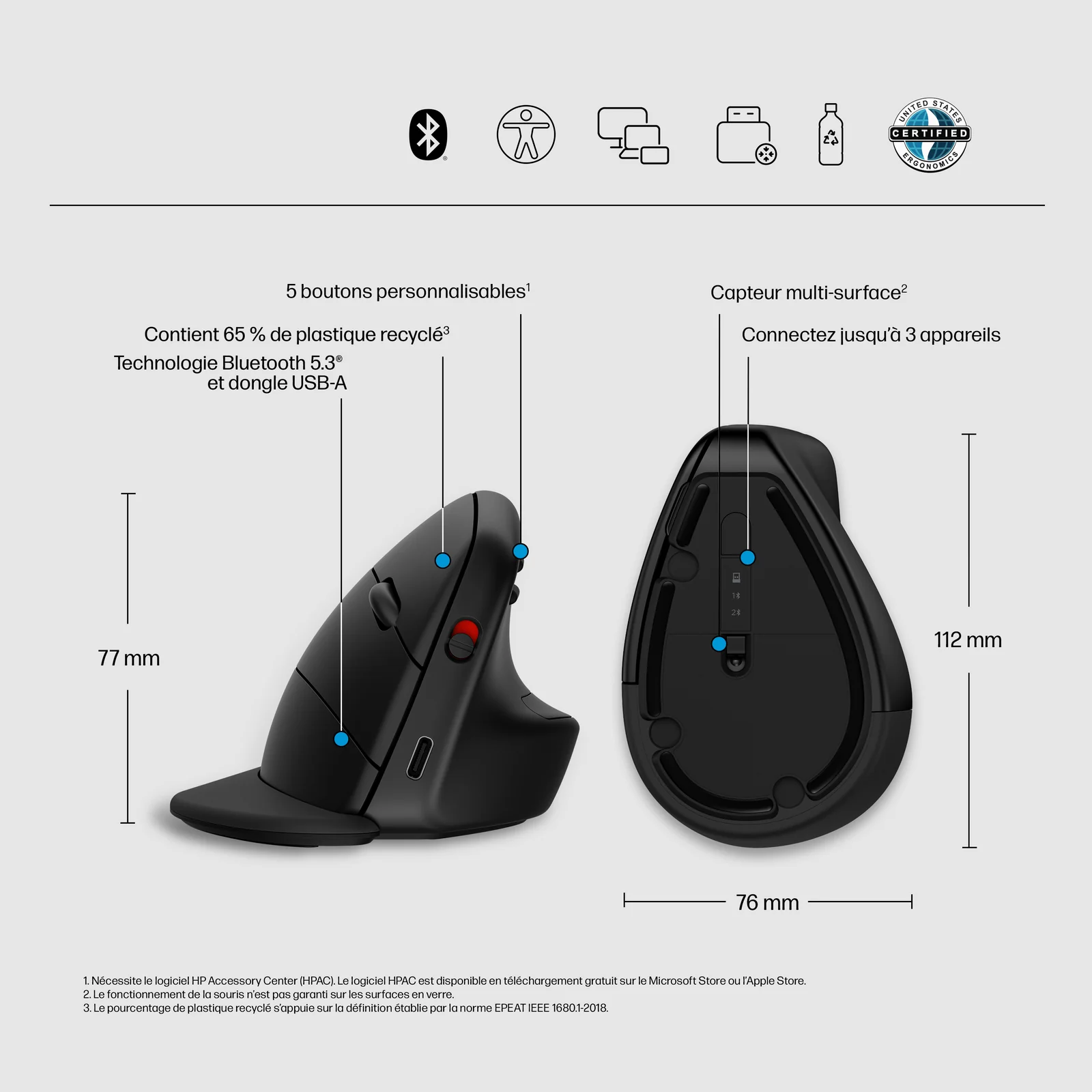 HP Souris verticale ergonomique 925