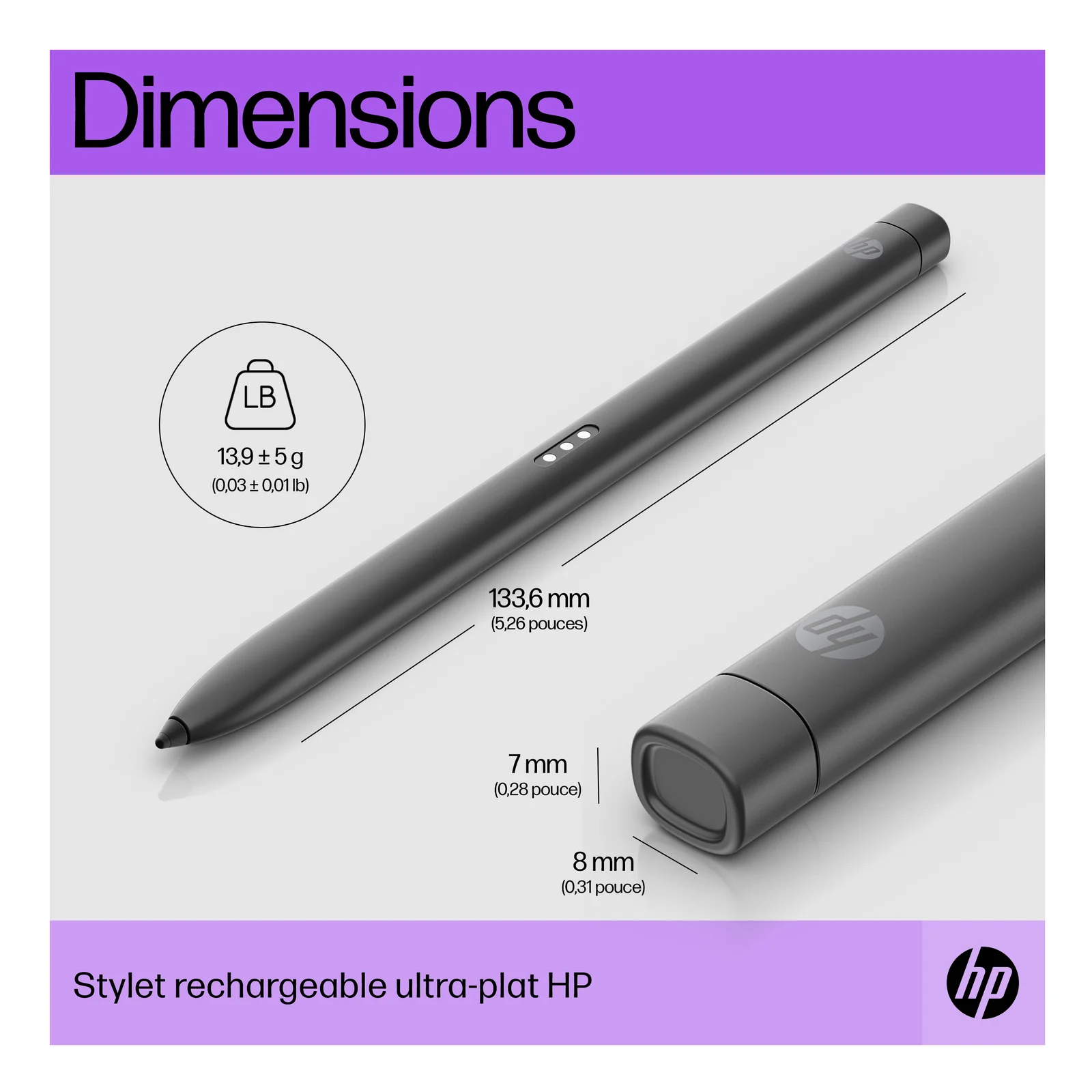 HP Stylet rechargeable ultra-plat