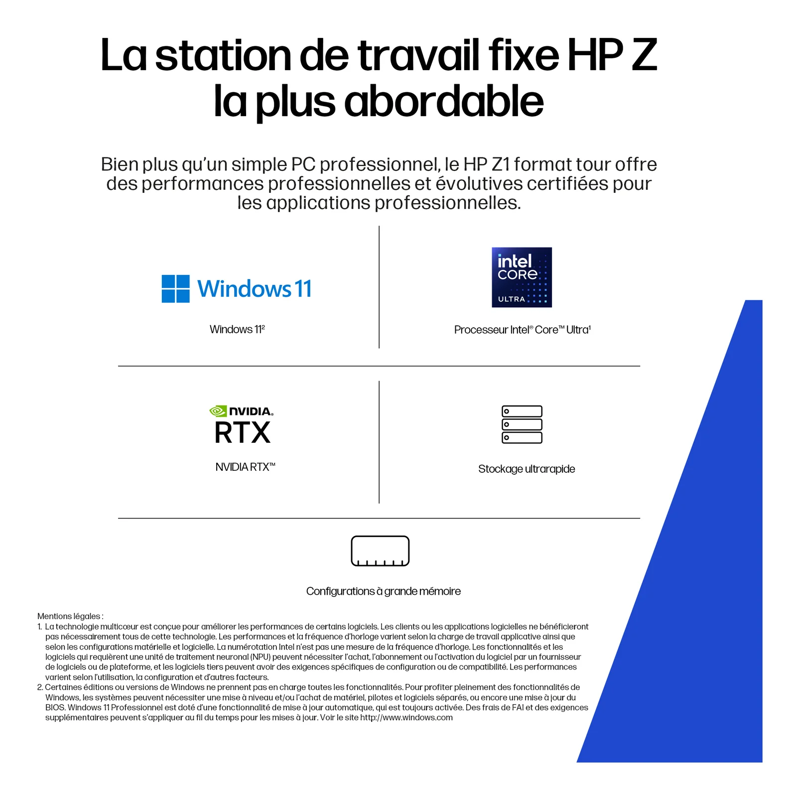HP Z1 Tower G1i Intel Core Ultra 7 265 16 Go DDR5-SDRAM 512 Go SSD NVIDIA RTX A400 Windows 11 Pro Station de travail AI Workstation, AI PC Noir