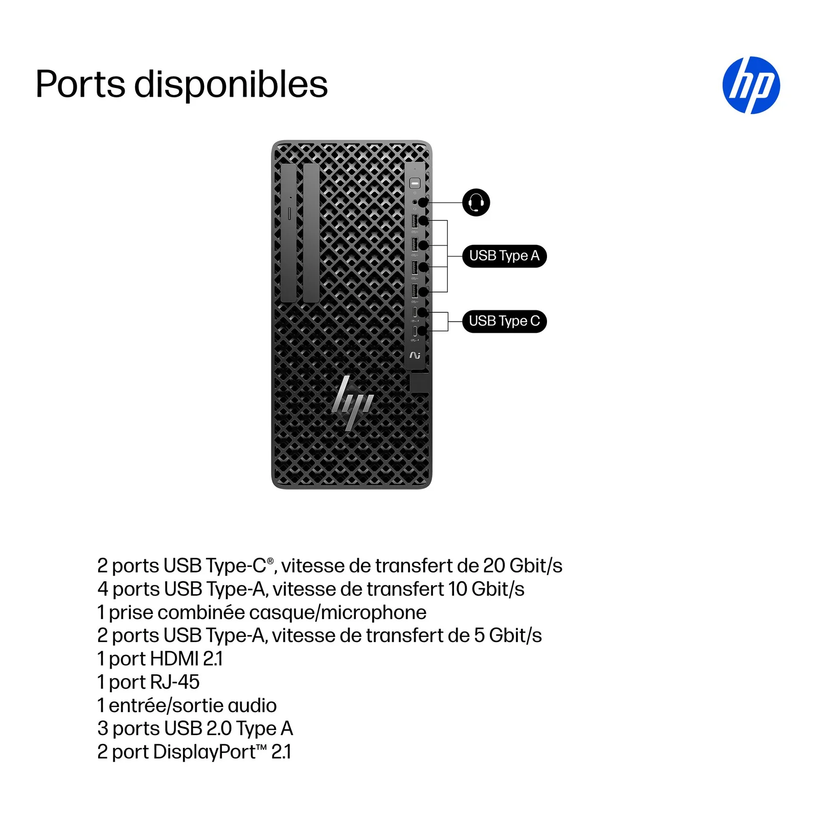 HP Z1 Tower G1i Intel Core Ultra 7 265 16 Go DDR5-SDRAM 512 Go SSD NVIDIA RTX A400 Windows 11 Pro Station de travail AI Workstation, AI PC Noir