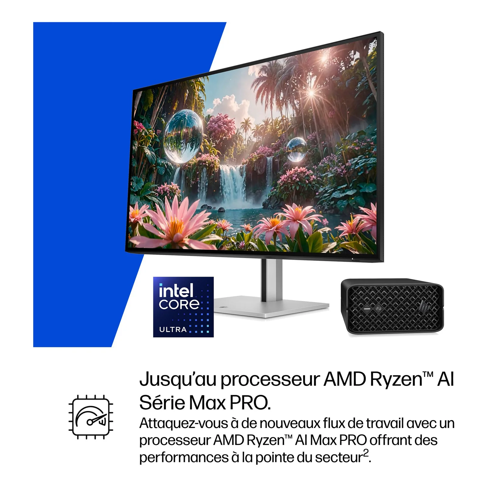 HP Z2 G1a Wolf Pro Security Edition Copilot+ PC AMD Ryzen AI Max PRO 390 64 Go LPDDR5x-SDRAM 2 To SSD Windows 11 Pro Mini PC Station de travail AI Workstation, AI PC Noir