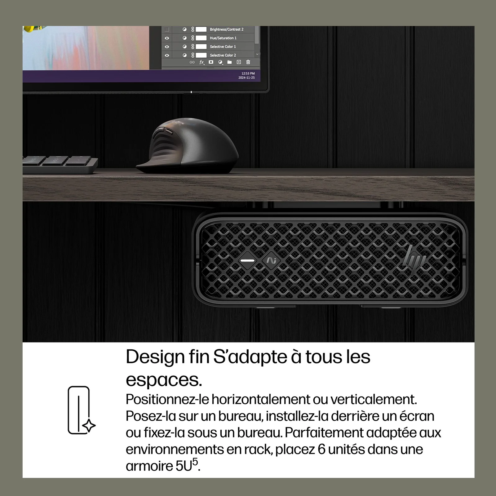 HP Z2 G1i Intel Core Ultra 7 265 16 Go DDR5-SDRAM 1 To SSD NVIDIA RTX A400 Windows 11 Pro Mini PC Station de travail AI Workstation, AI PC Noir