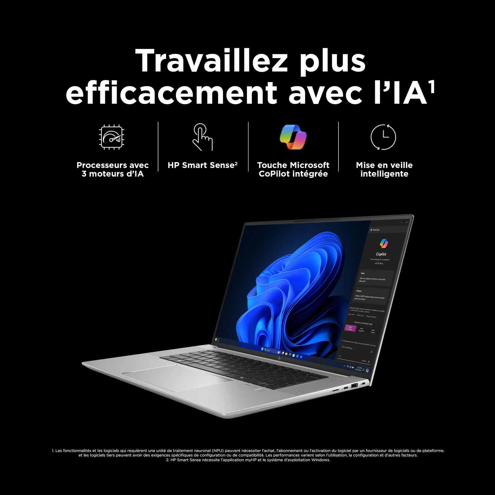 HP ZBook Studio G11 Intel Core Ultra 7 165H Station de travail mobile 40,6 cm (16") WUXGA 16 Go DDR5-SDRAM 1 To SSD NVIDIA RTX 3000 Ada Wi-Fi 7 (802.11be) Windows 11 Pro AI Workstation, AI PC Argent