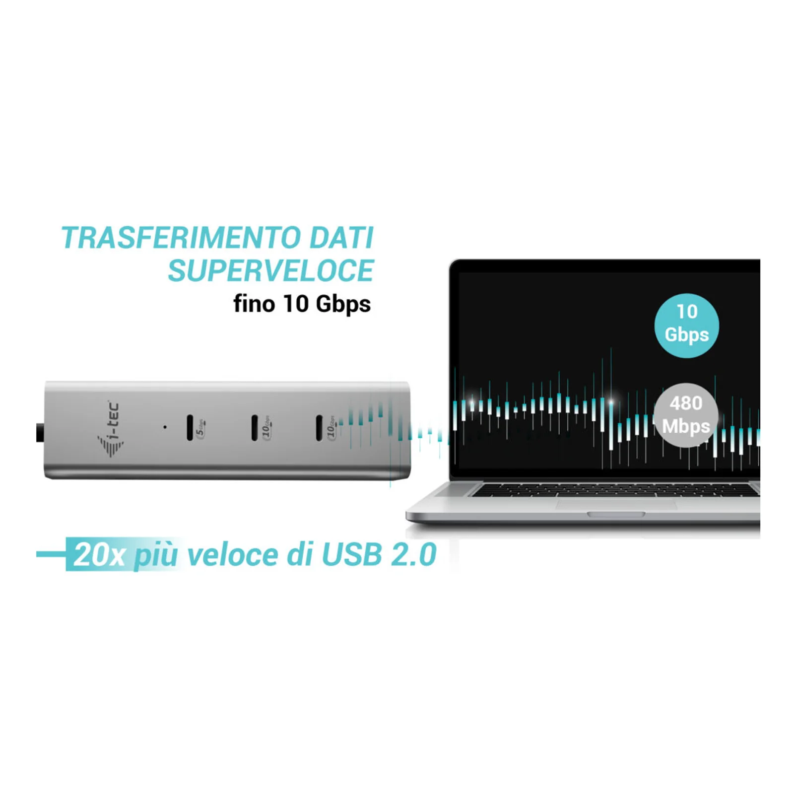 i-tec Metal USB-C Charging HUB 5port with USB-C video 8K + Power Delivery 85W