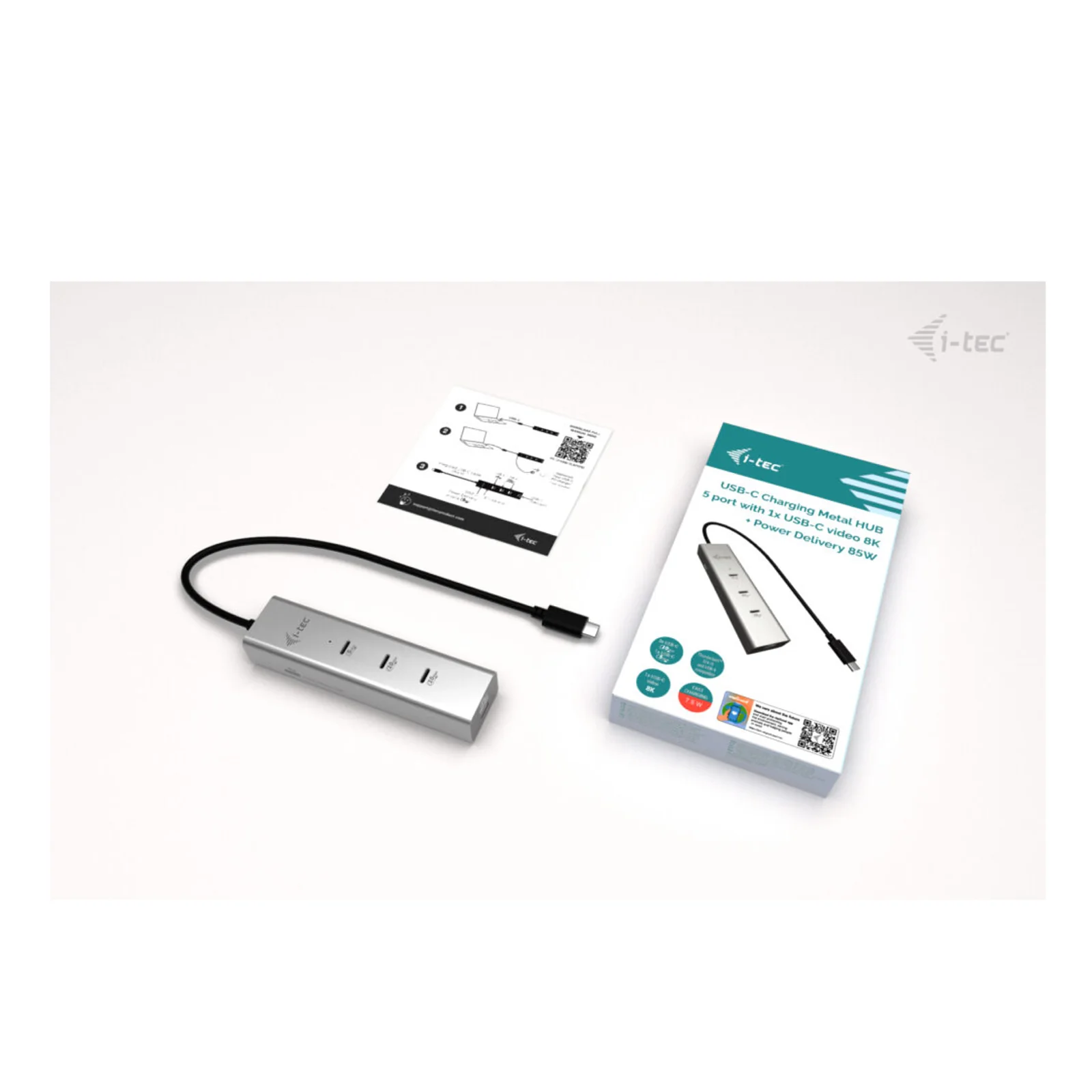 i-tec Metal USB-C Charging HUB 5port with USB-C video 8K + Power Delivery 85W