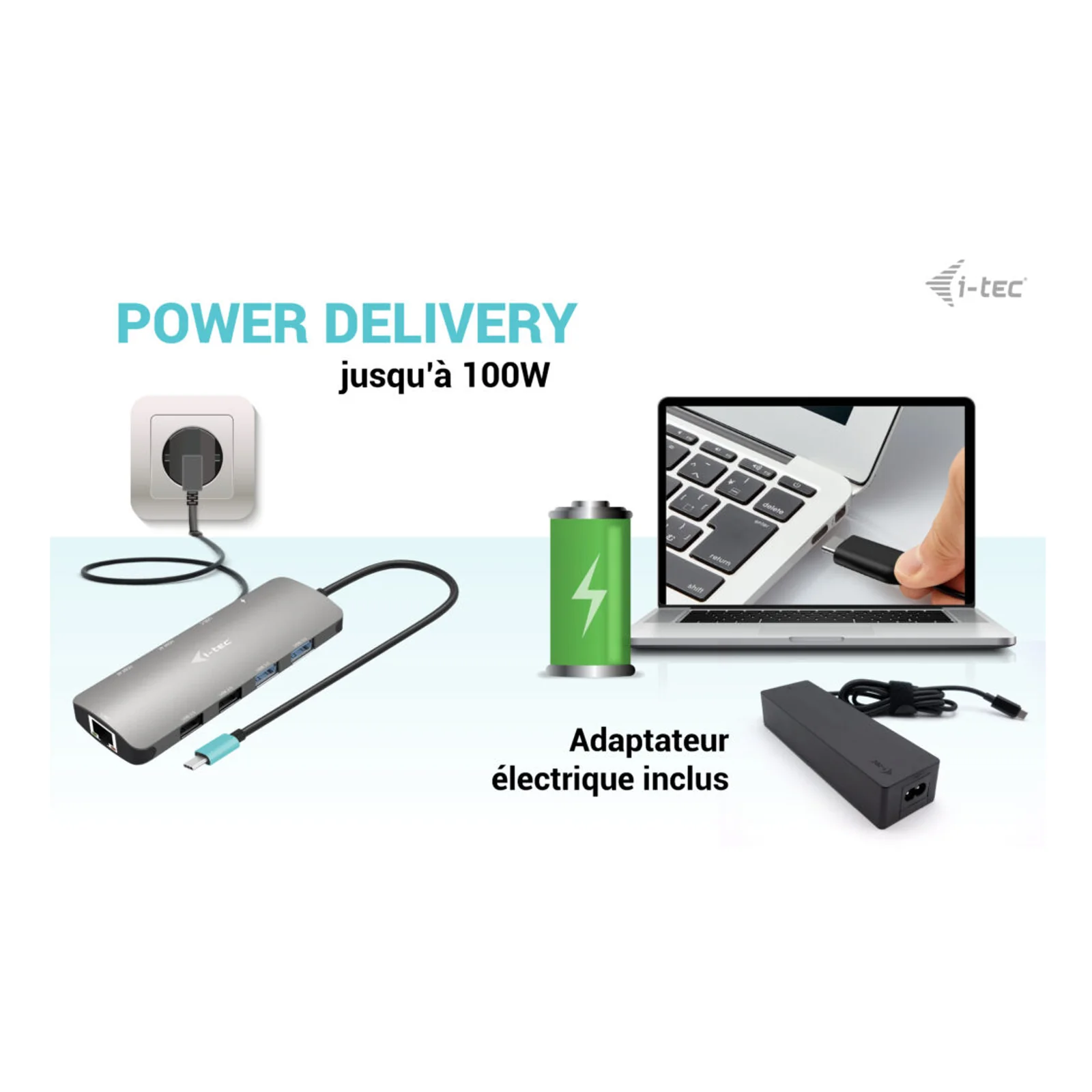 i-tec Metal USB-C Nano 2x Display Docking Station with PD 100 W + Charger 100W