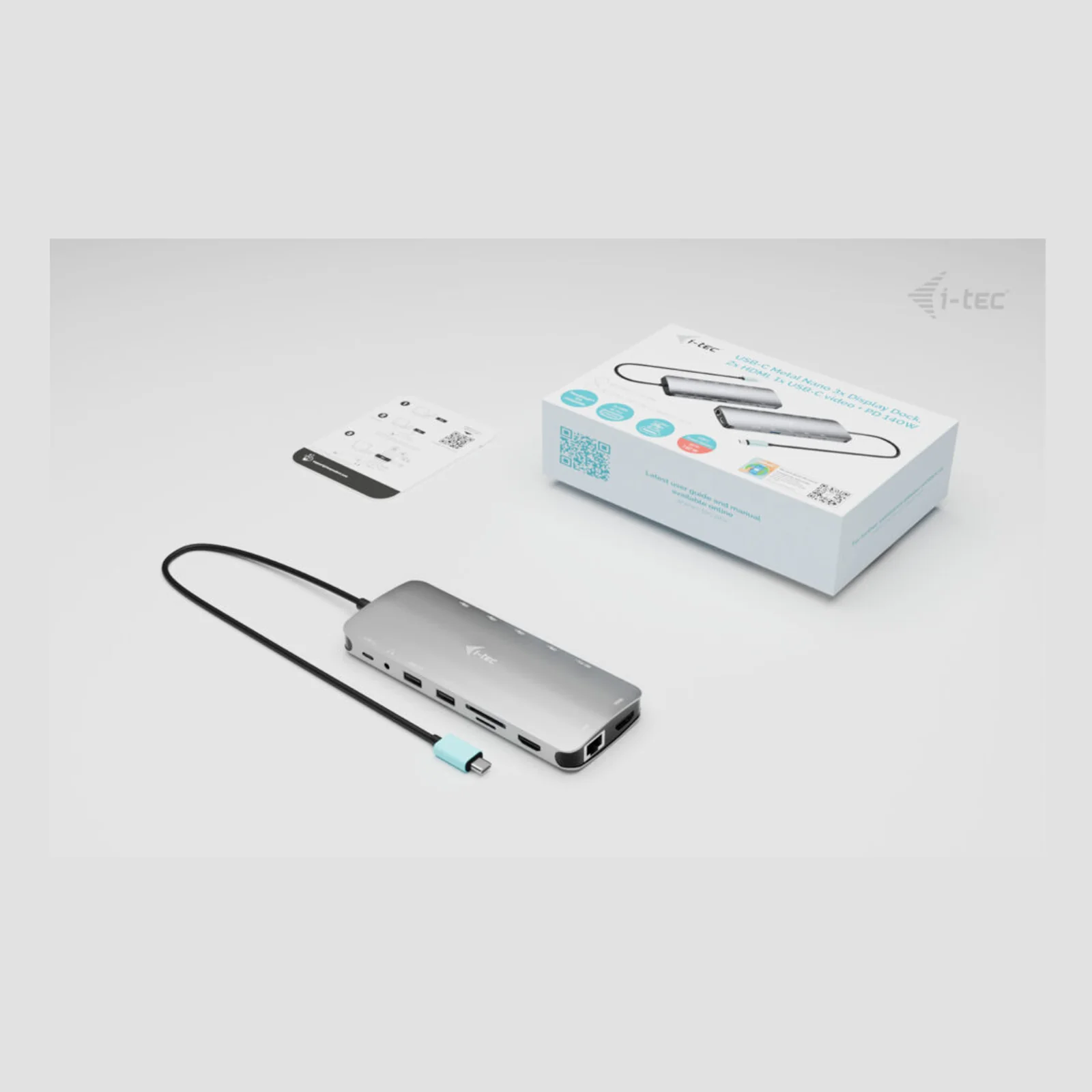 i-tec Metal USB-C Nano 3x Display Dock, 2x HDMI 1x USB-C video + Power Delivery 140W