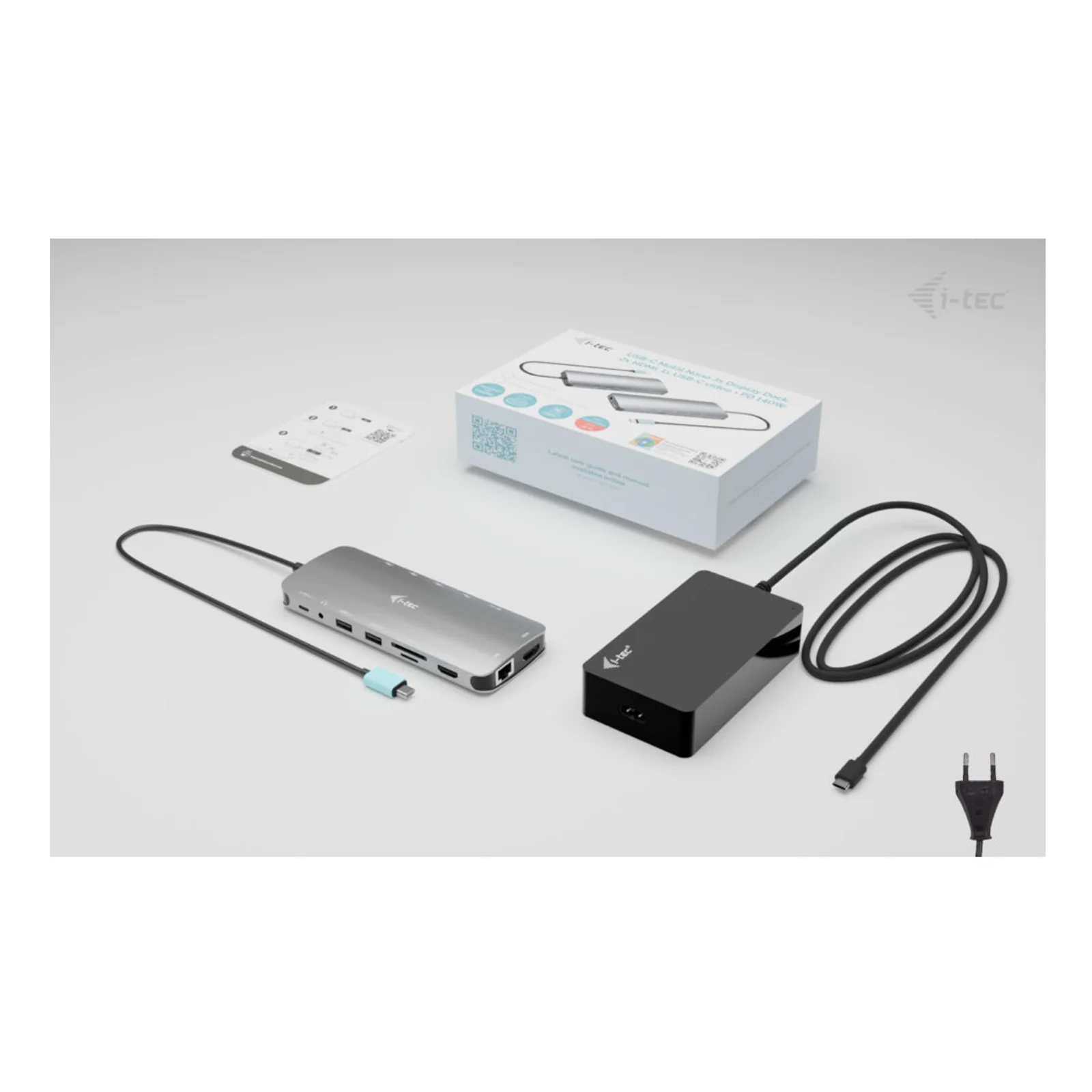 i-tec Metal USB-C Nano 3x Display Dock, 2x HDMI 1x USB-C video with Power Delivery 140W + Universal Charger 140 W