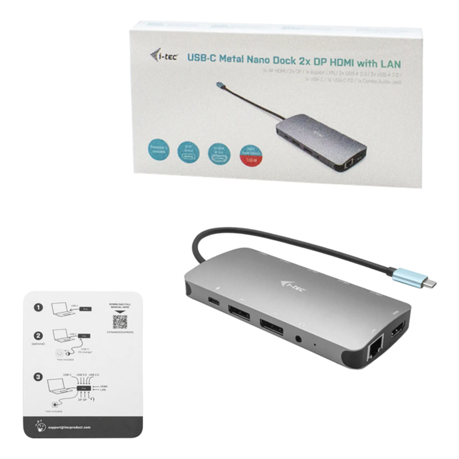 i-tec Metal USB-C Nano 3x Display Docking Station + Power Delivery 100 W