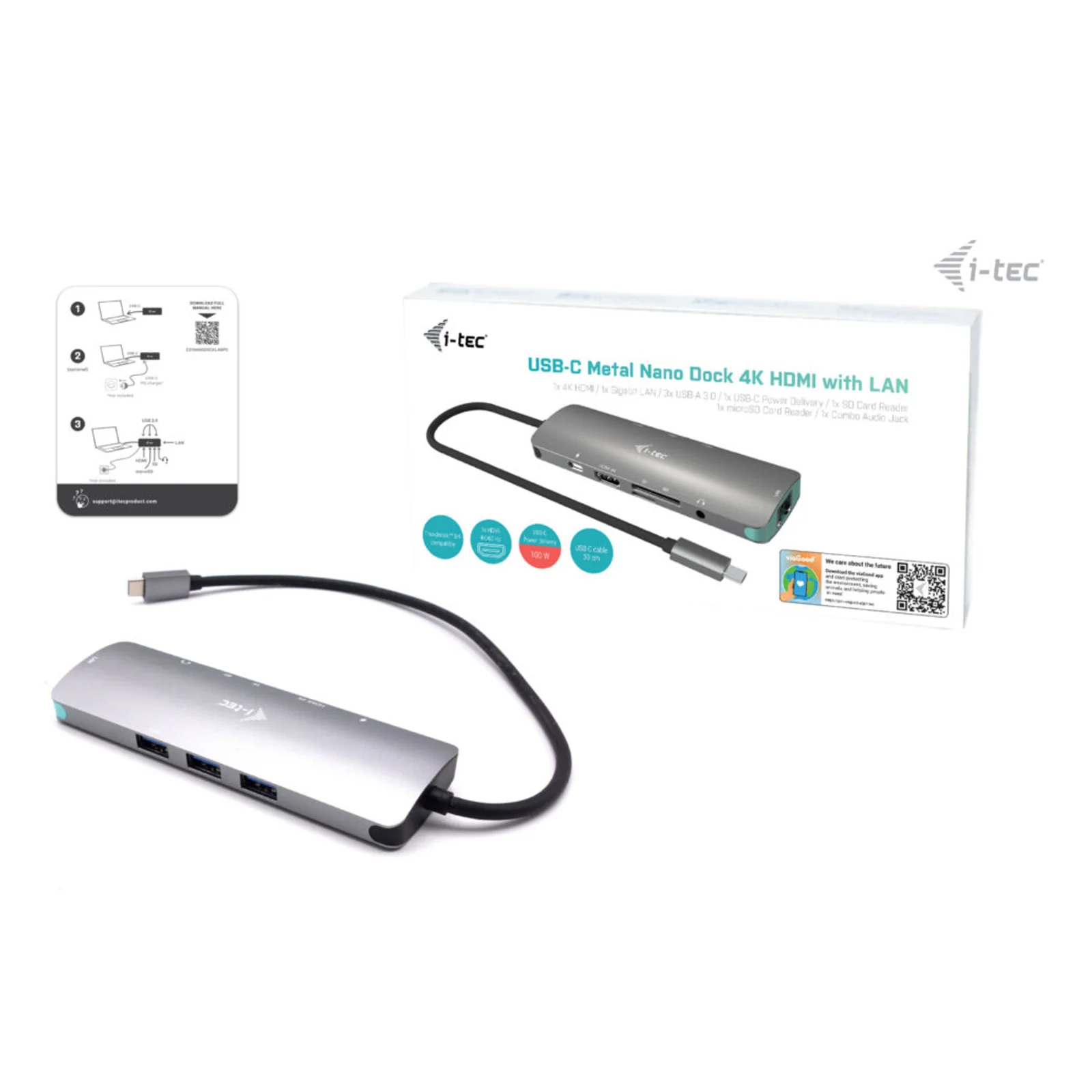 i-tec Metal USB-C Nano Docking Station 4K HDMI LAN + Power Delivery 100 W