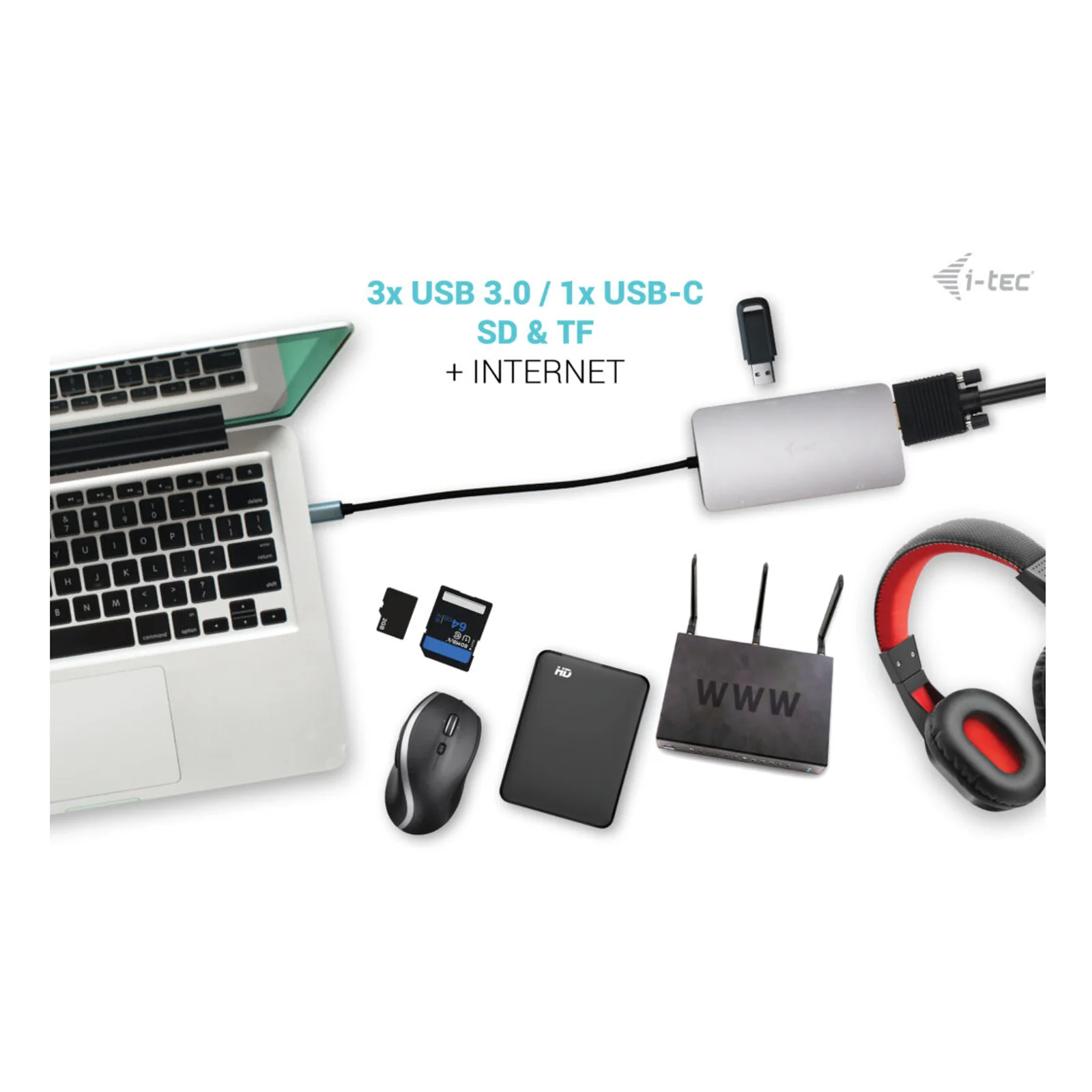 i-tec Metal USB-C Travel Nano Dock HDMI/VGA with LAN + Power Delivery 100 W
