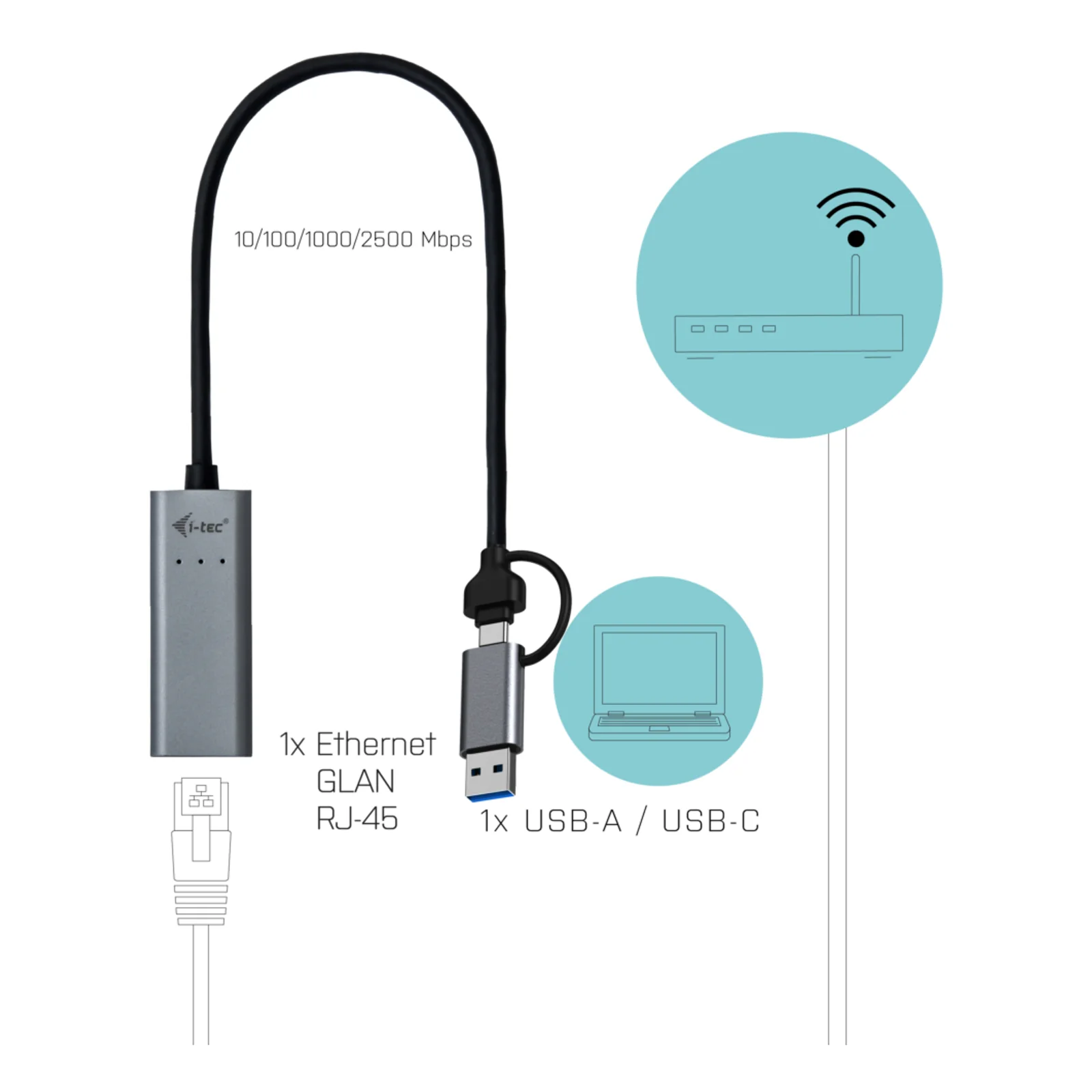 i-tec Metal USB-C/USB-A 2.5Gbps Ethernet Adapter