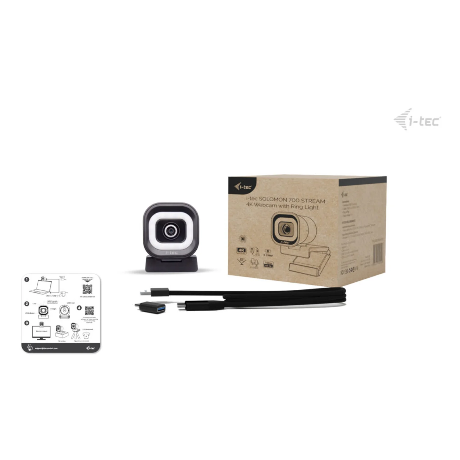 i-tec SOLOMON 700 STREAM 4K Webcam Ring Light