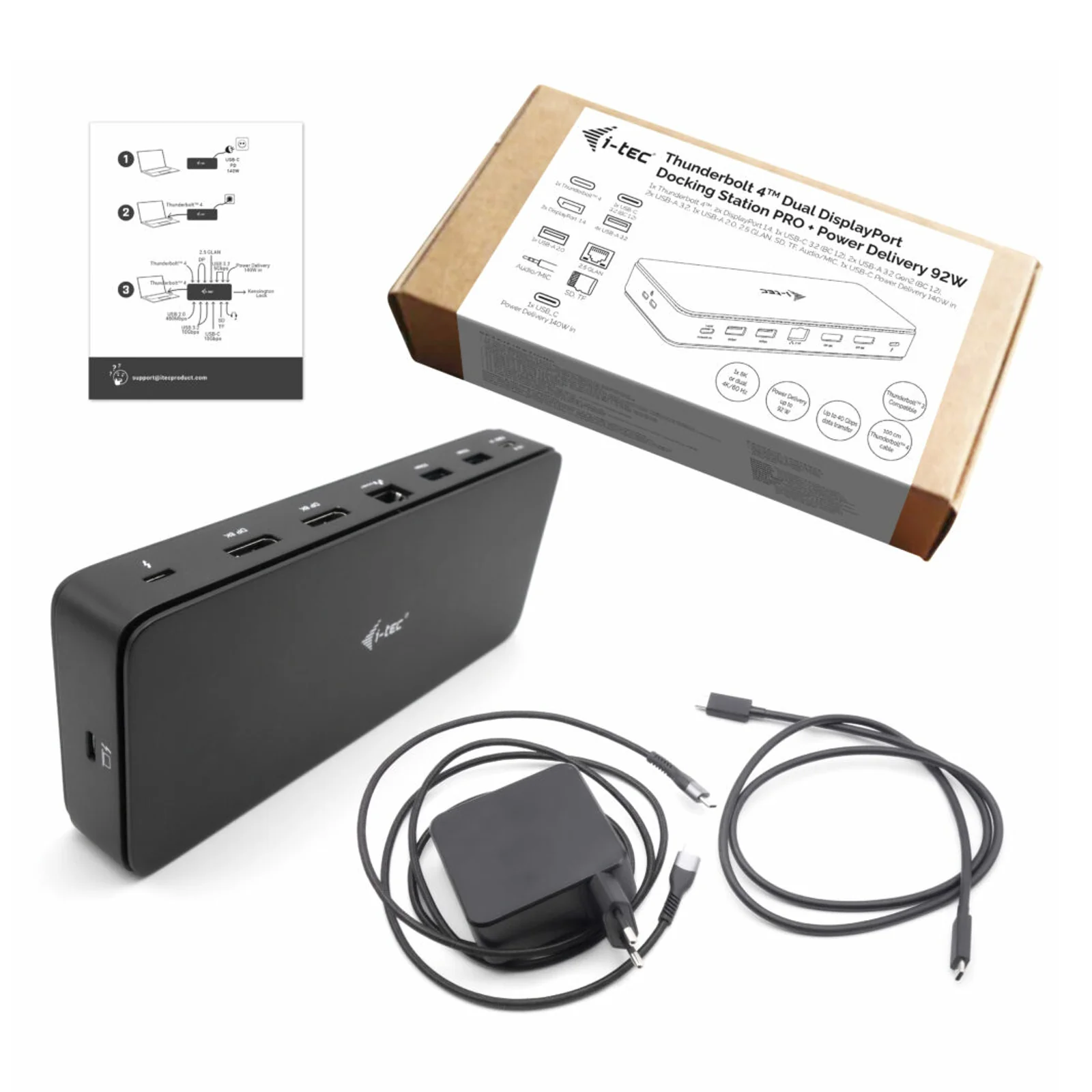 i-tec Thunderbolt 4 Dual DisplayPort Docking Station PRO + Power Delivery 92 W