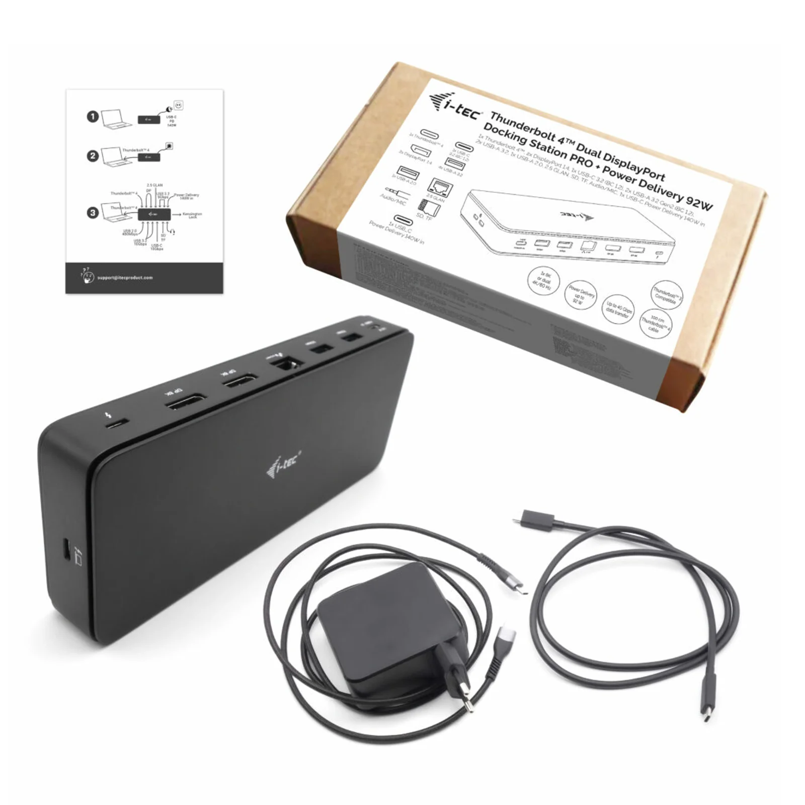 i-tec Thunderbolt 4 Dual DisplayPort Docking Station PRO + Power Delivery 92 W