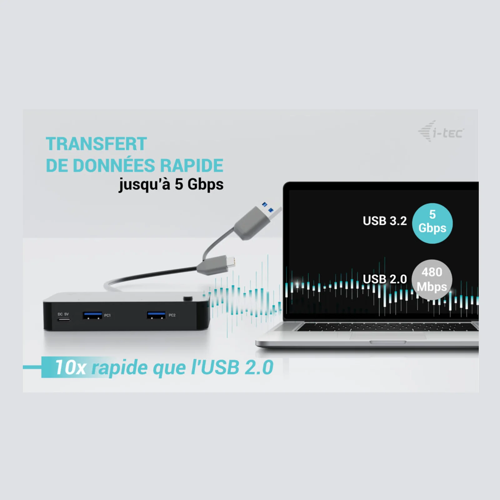 i-tec Universal KVM HUB 2x USB-C + 2x USB-A 3.0