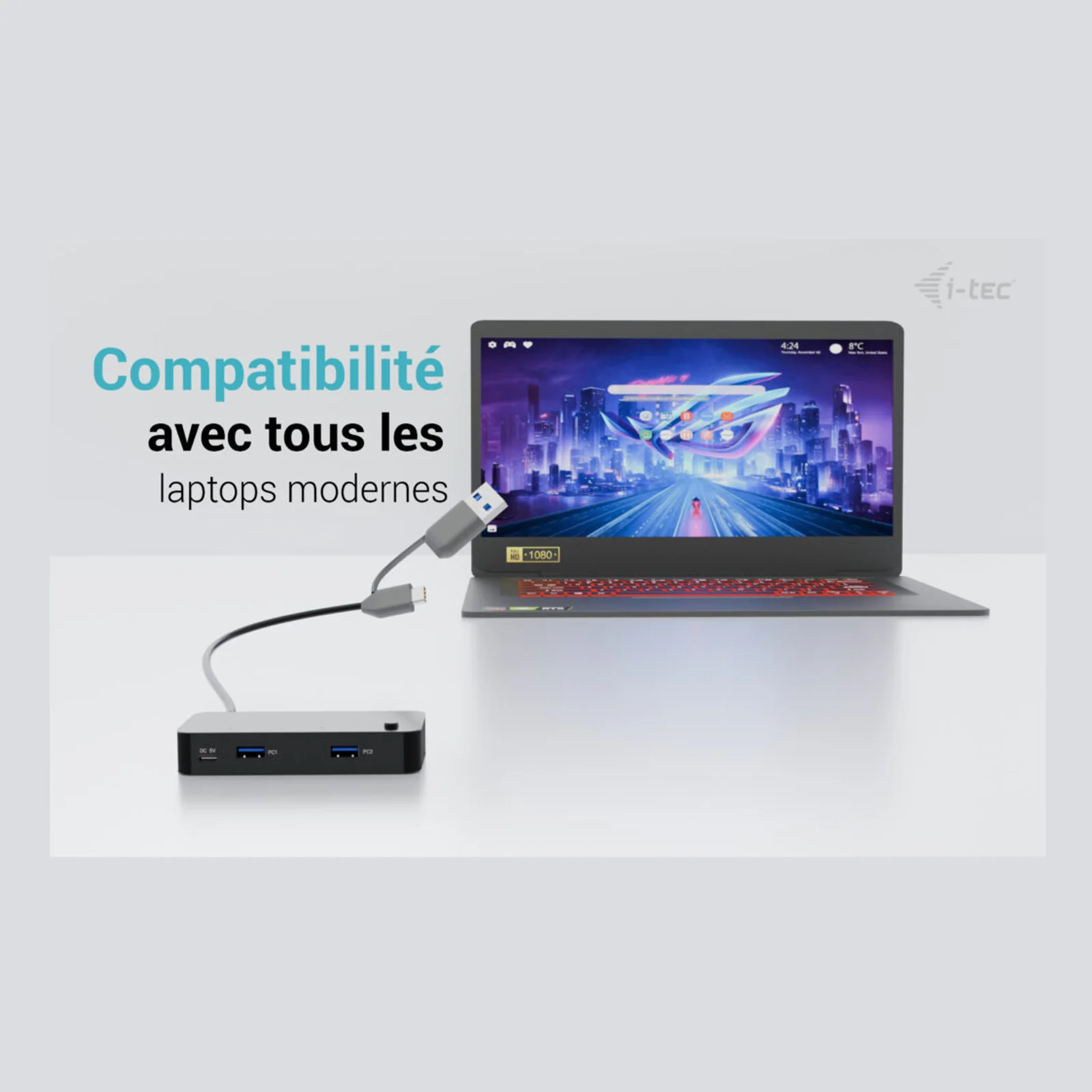 i-tec Universal KVM HUB 2x USB-C + 2x USB-A 3.0