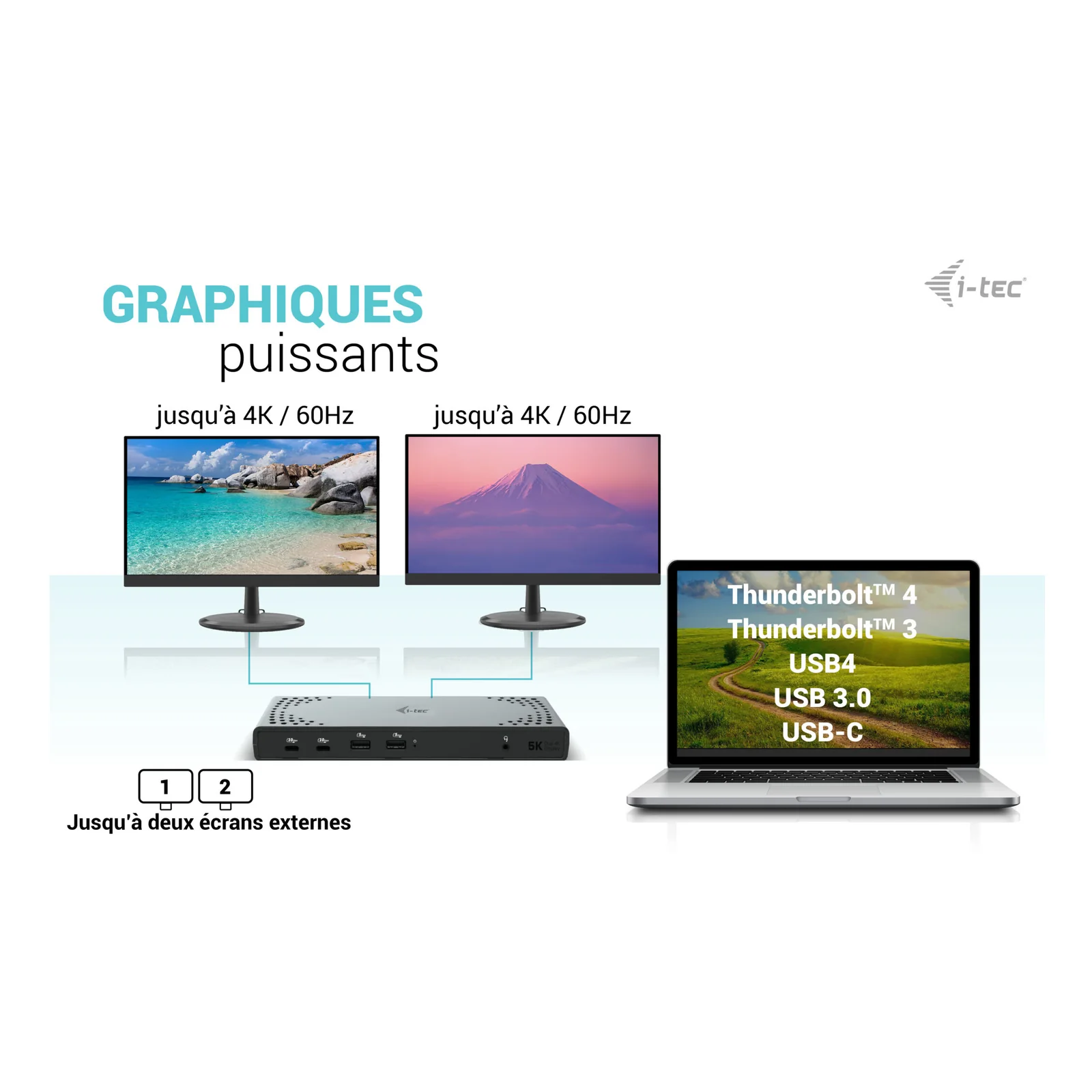 i-tec USB 3.0 / USB-C / Thunderbolt 3 Dual Display Docking Station Gen2 + Power Delivery 100W