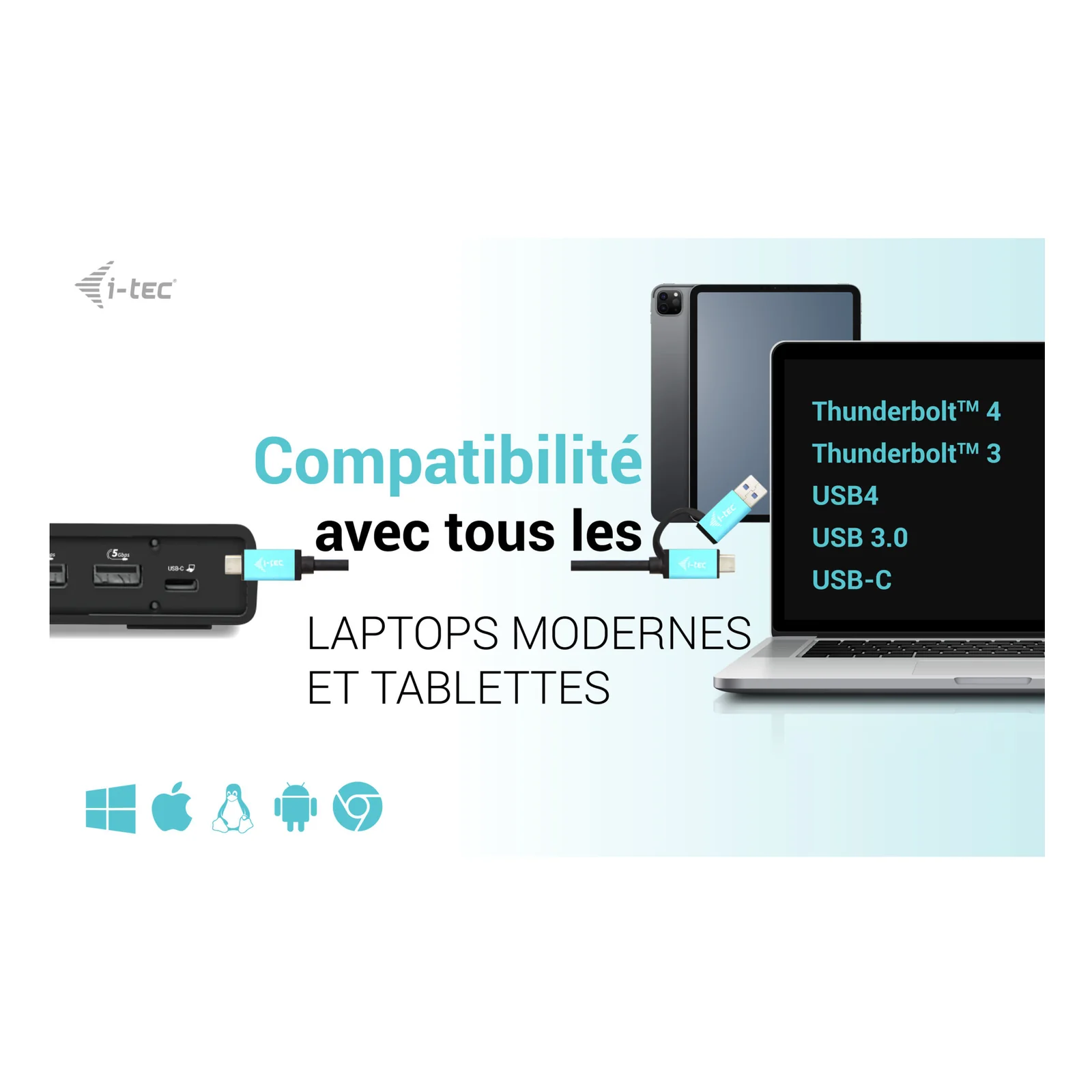 i-tec USB 3.0 / USB-C / Thunderbolt 3 Dual Display Docking Station Gen2 + Power Delivery 100W