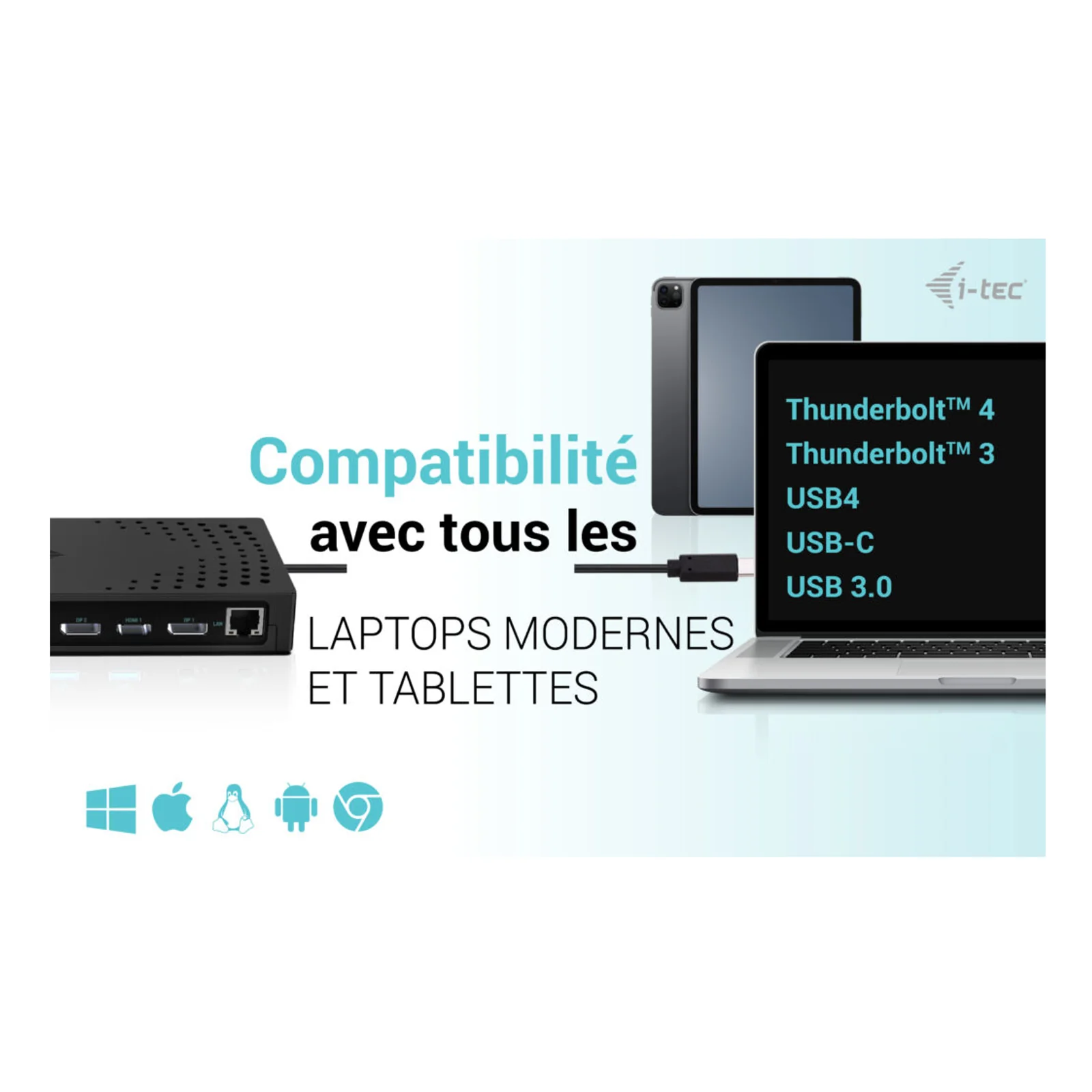 i-tec USB 3.0 / USB-C / Thunderbolt, 3x 4K Docking Station Gen 2 + Power Delivery 100W