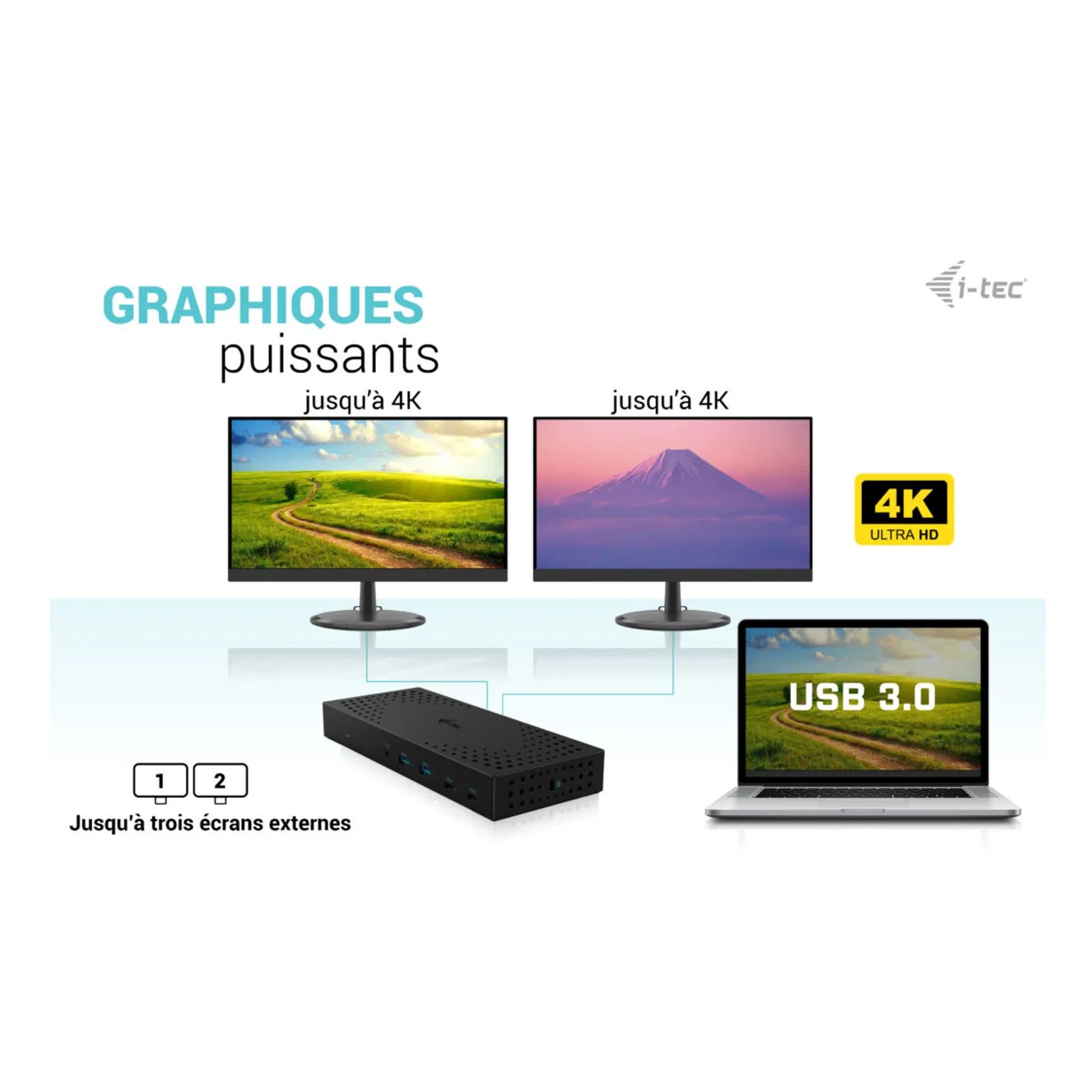 i-tec USB 3.0 / USB-C / Thunderbolt, 3x 4K Docking Station Gen 2 + Power Delivery 100W