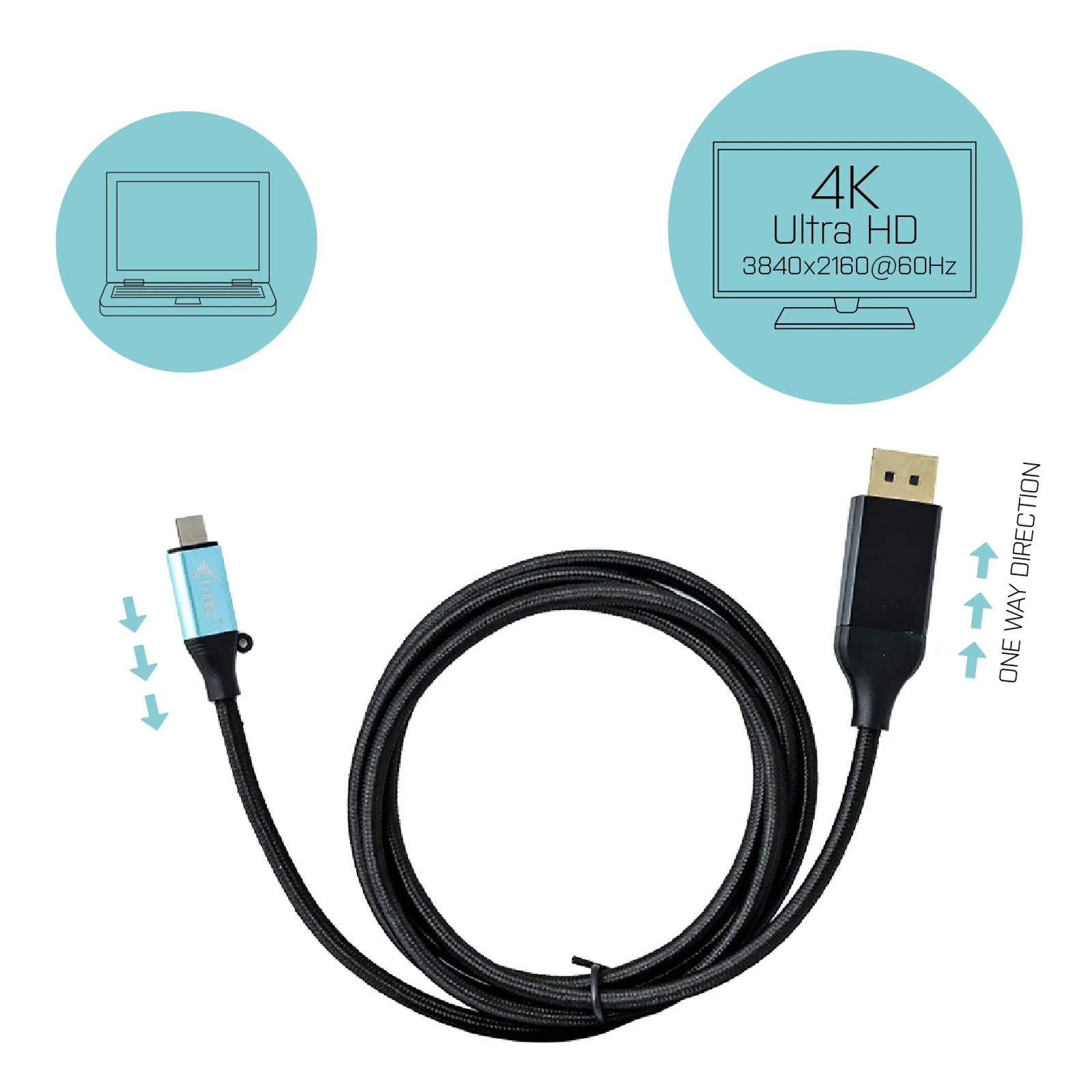 i-tec USB-C DisplayPort Cable Adapter 4K / 60 Hz 200cm