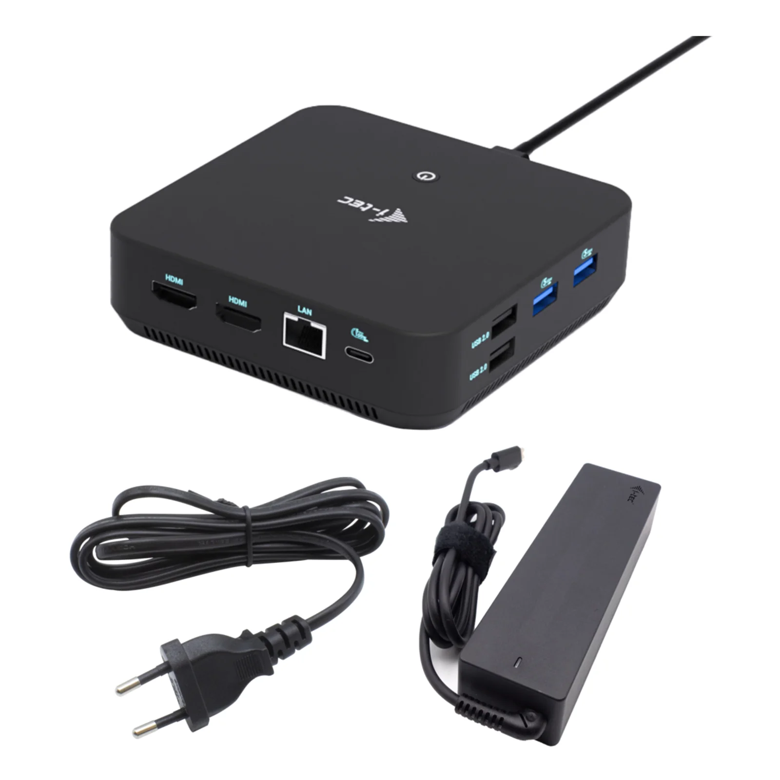 USB-C DP Dual HDMI Docking Station with Power Delivery 100 W + Universal Charger 100W Avec fil USB 3.2 Gen 2 (3.1 Gen 2) Type-C Noir