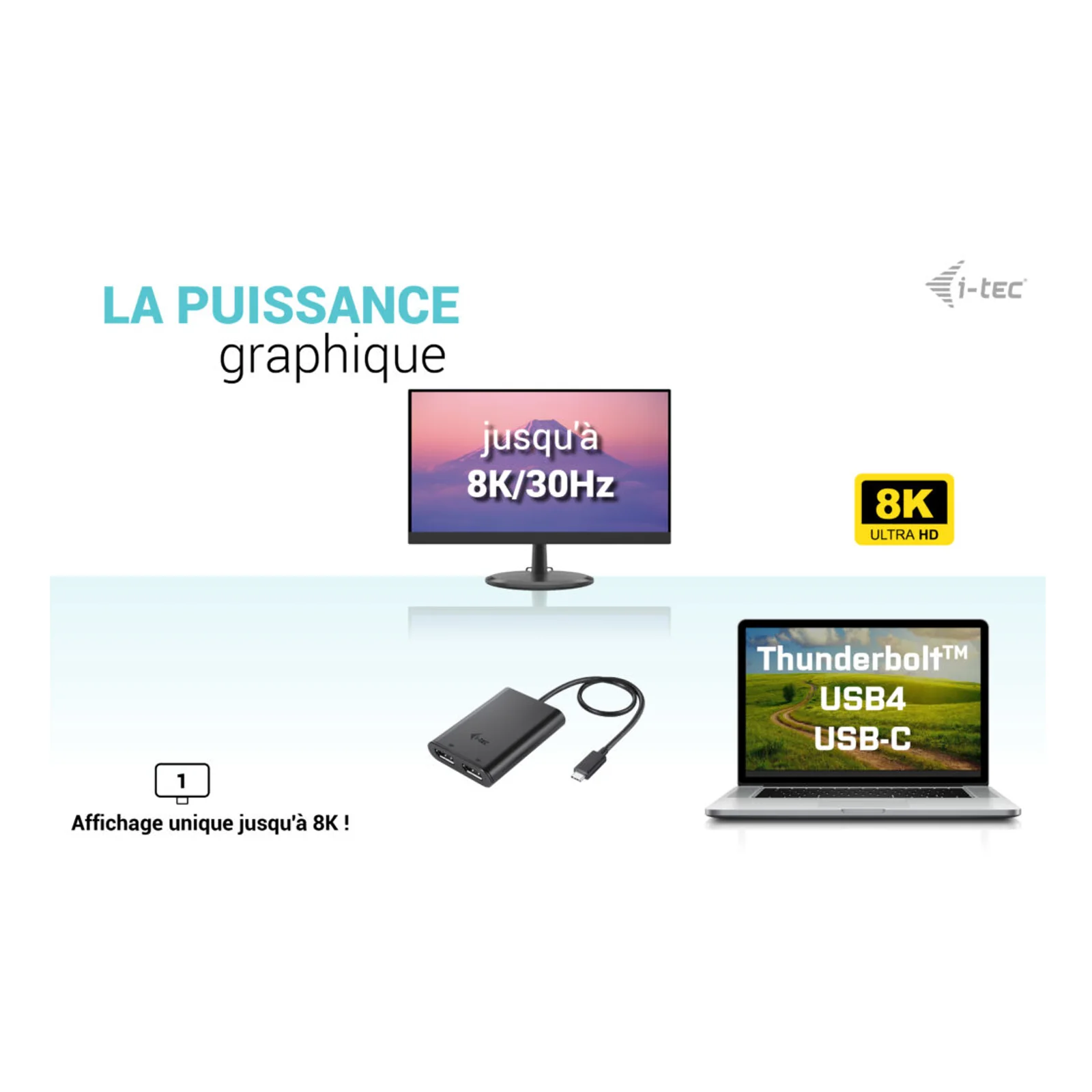 i-tec USB-C Dual 4K/60Hz (single 8K/30Hz) DP Video Adapter