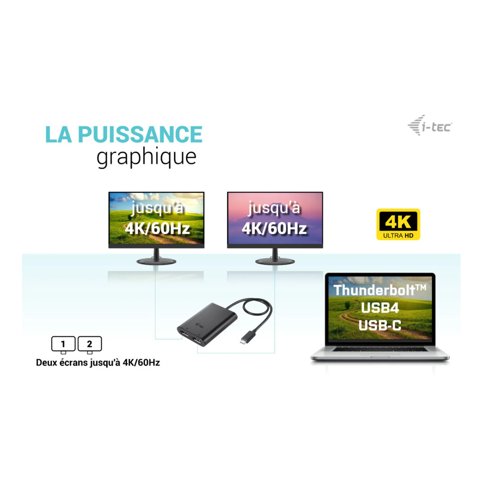 i-tec USB-C Dual 4K/60Hz (single 8K/30Hz) DP Video Adapter