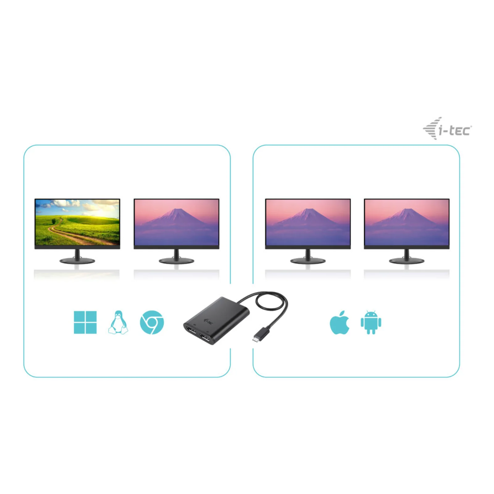 i-tec USB-C Dual 4K/60Hz (single 8K/30Hz) DP Video Adapter