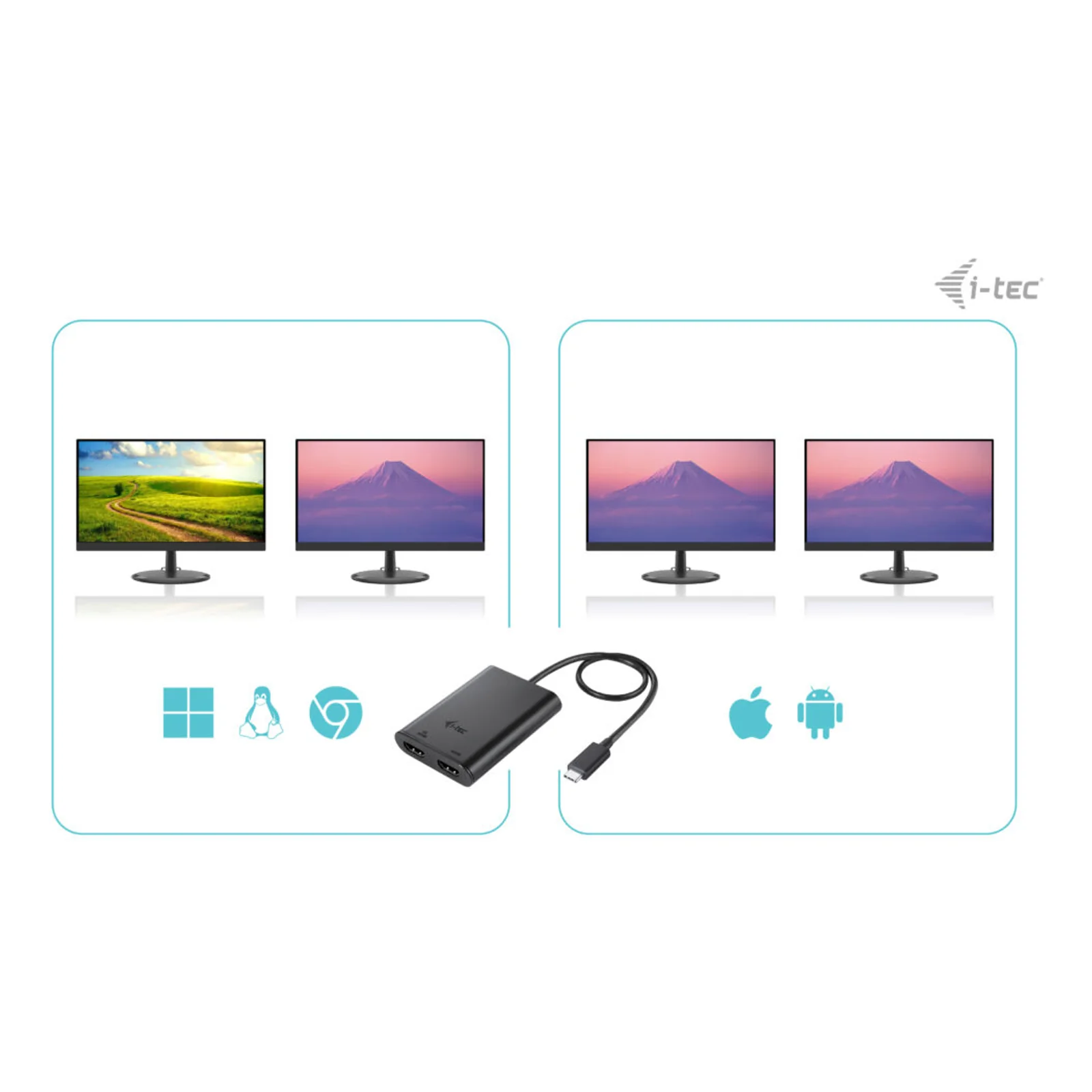 i-tec USB-C Dual 4K/60Hz (single 8K/30Hz) HDMI Video Adapter