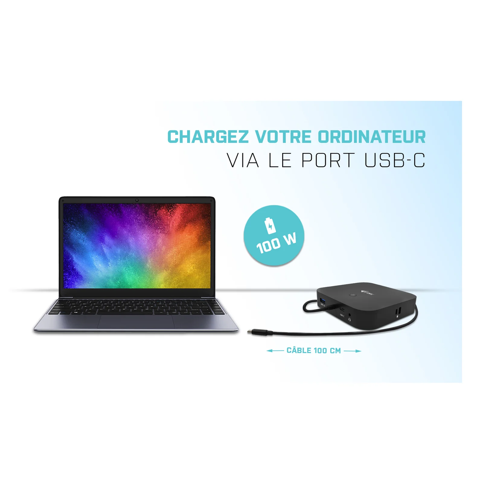 i-tec USB-C Dual Display Docking Station with Power Delivery 100 W + Universal Charger 100 W