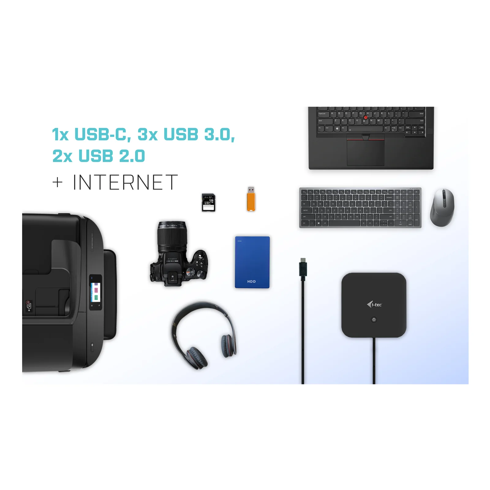i-tec USB-C HDMI DP Docking Station with Power Delivery 100 W + Universal Charger 100 W