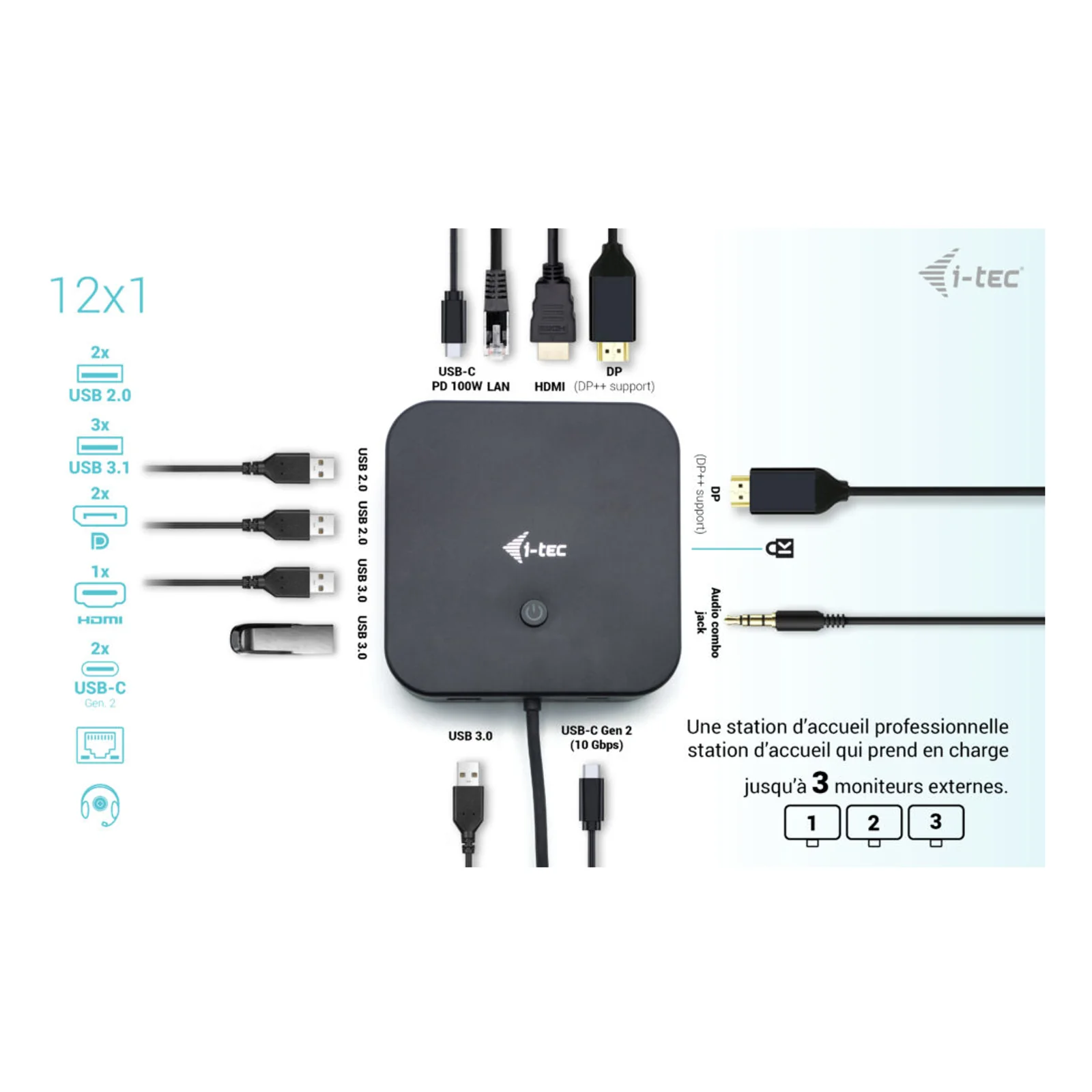 i-tec USB-C HDMI Dual DP Docking Station with Power Delivery 100 W