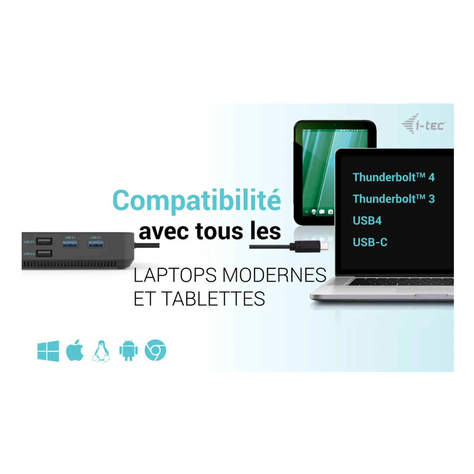 i-tec USB-C HDMI Dual DP Docking Station with Power Delivery 100 W