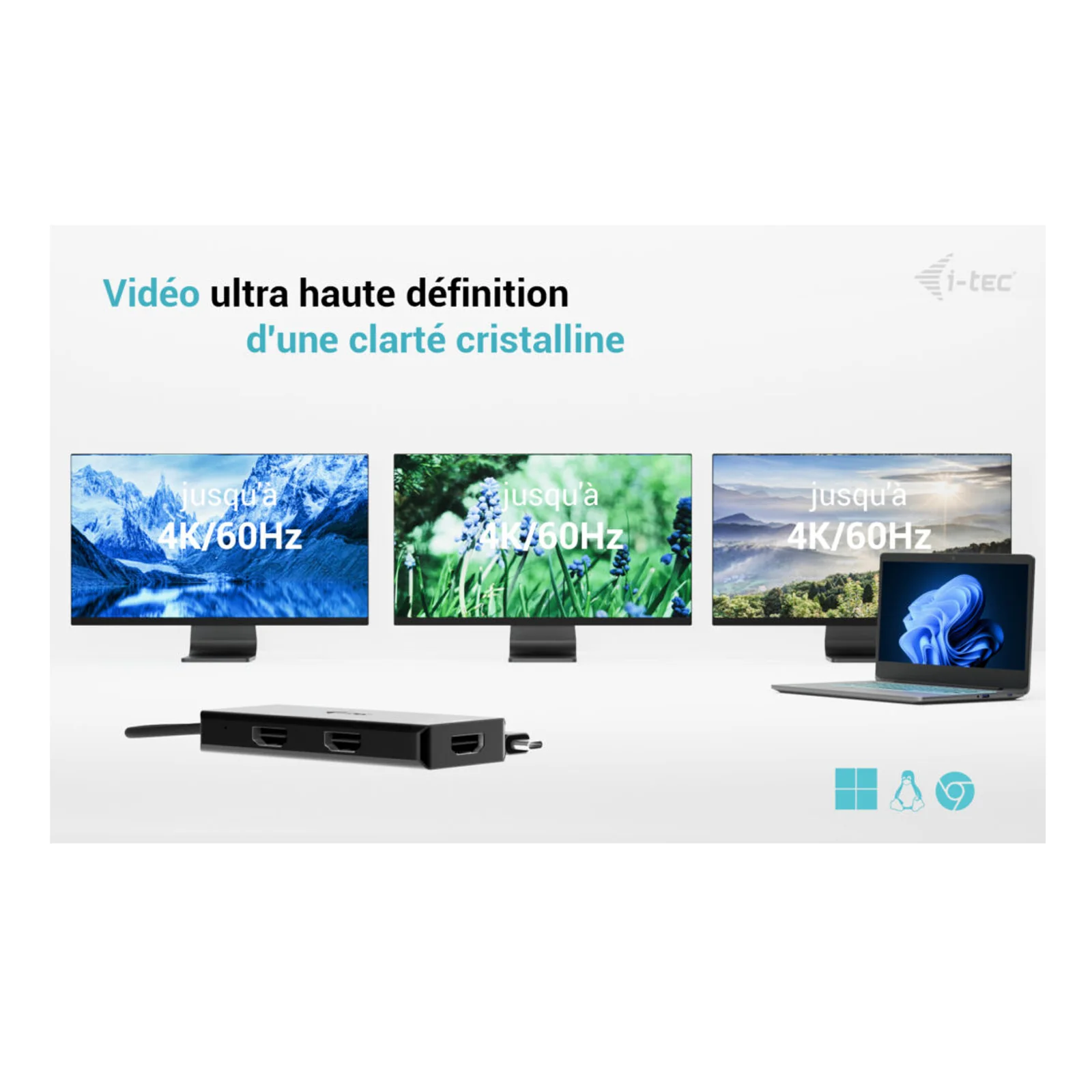 i-tec USB-C Triple 4K HDMI Video Adapter, Power Delivery 100W