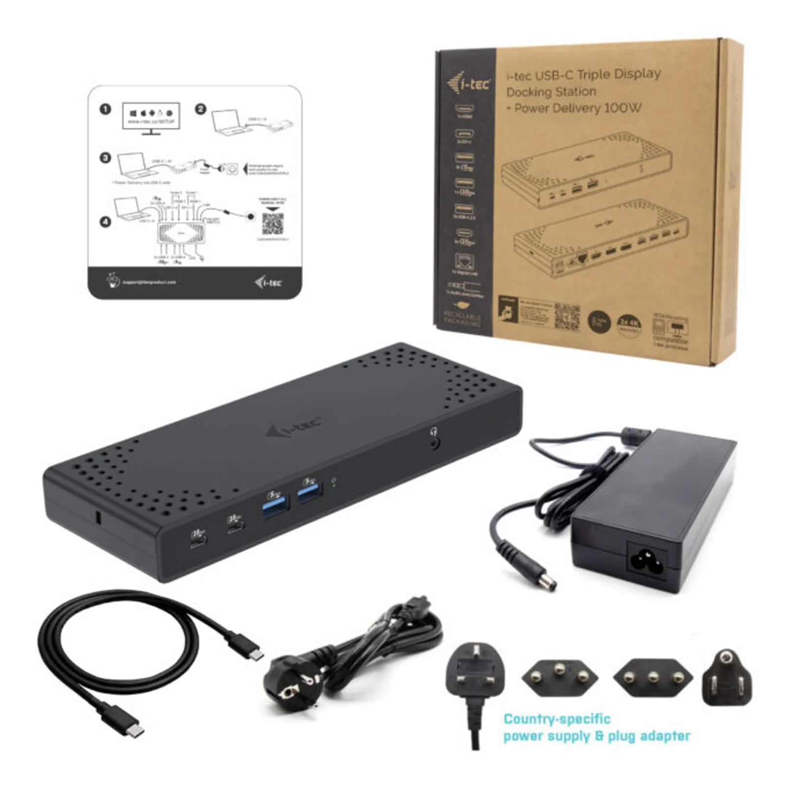 i-tec USB-C Triple Display Docking Station Gen 2 + Power Delivery 100W