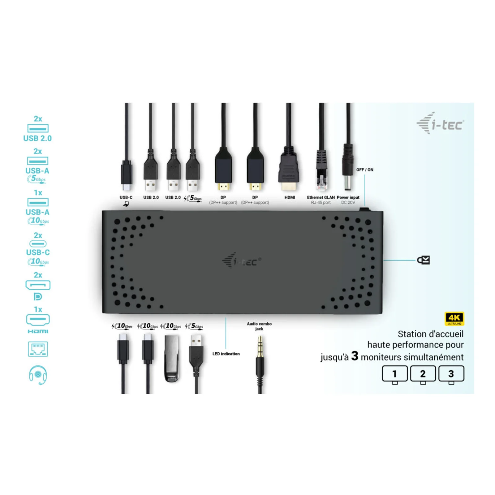 i-tec USB-C Triple Display Docking Station Gen 2 + Power Delivery 100W