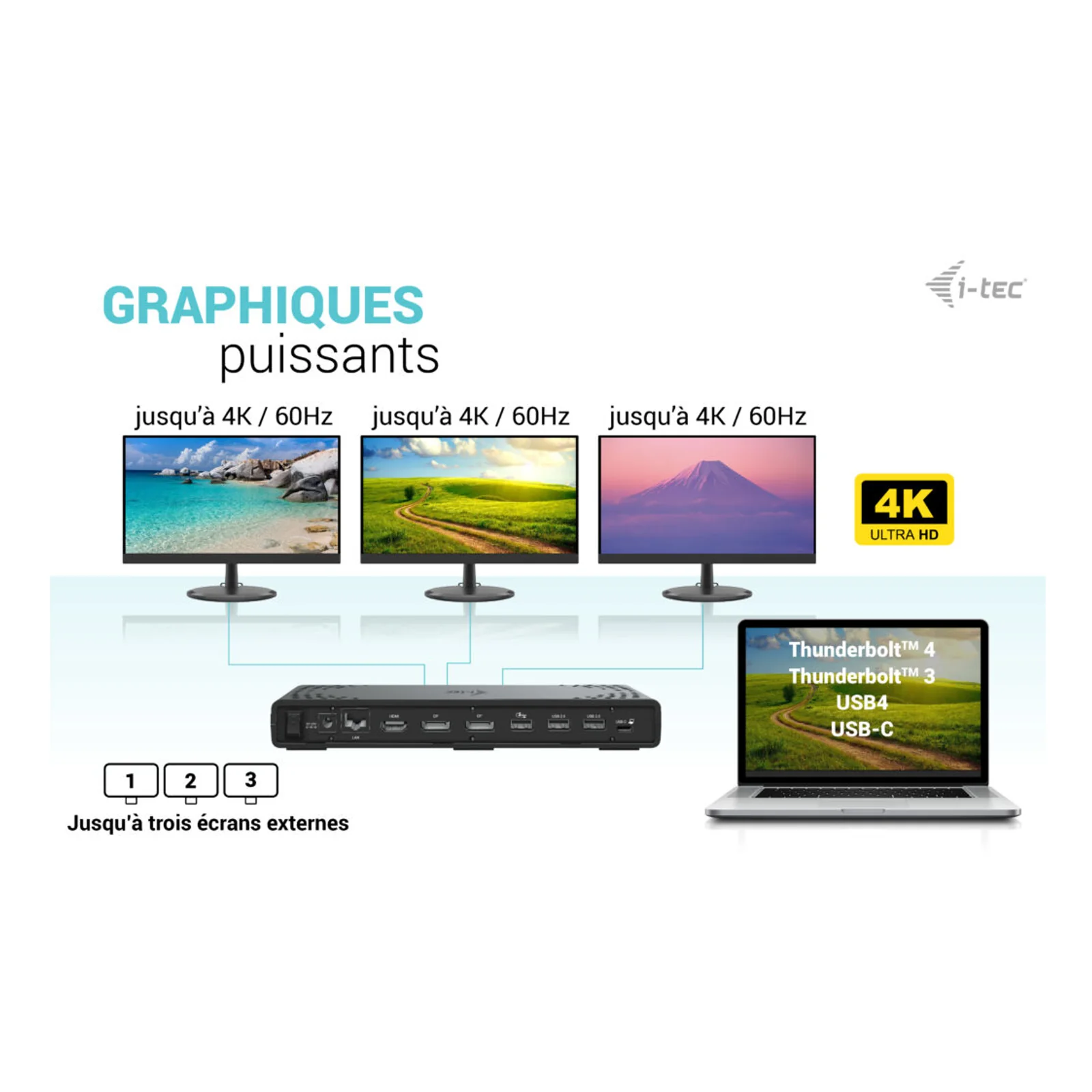 i-tec USB-C Triple Display Docking Station Gen 2 + Power Delivery 100W