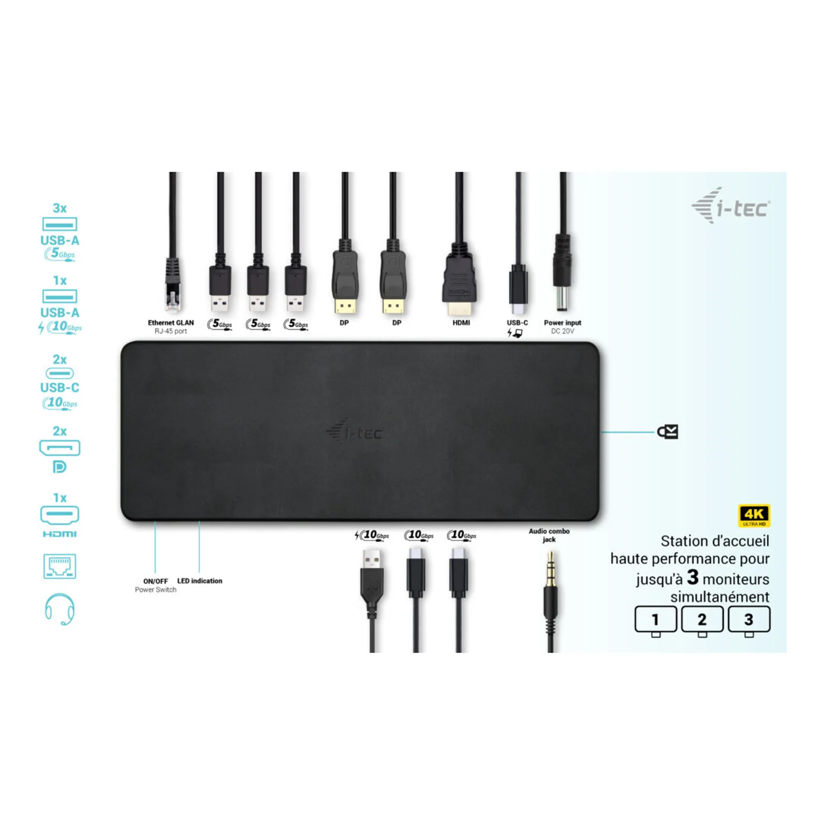 i-tec USB-C Triple Display Docking Station Gen 2 Pro + Power Delivery 100W