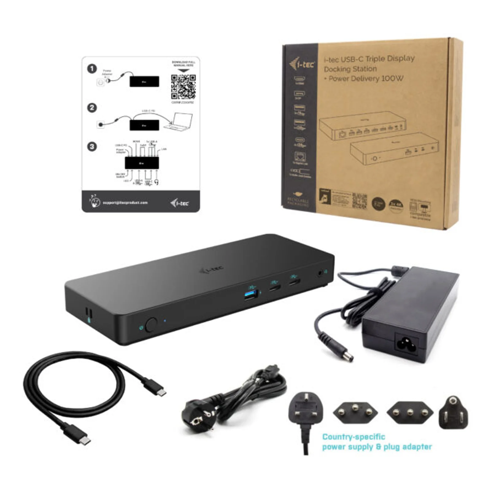 i-tec USB-C Triple Display Docking Station Gen 2 Pro + Power Delivery 100W