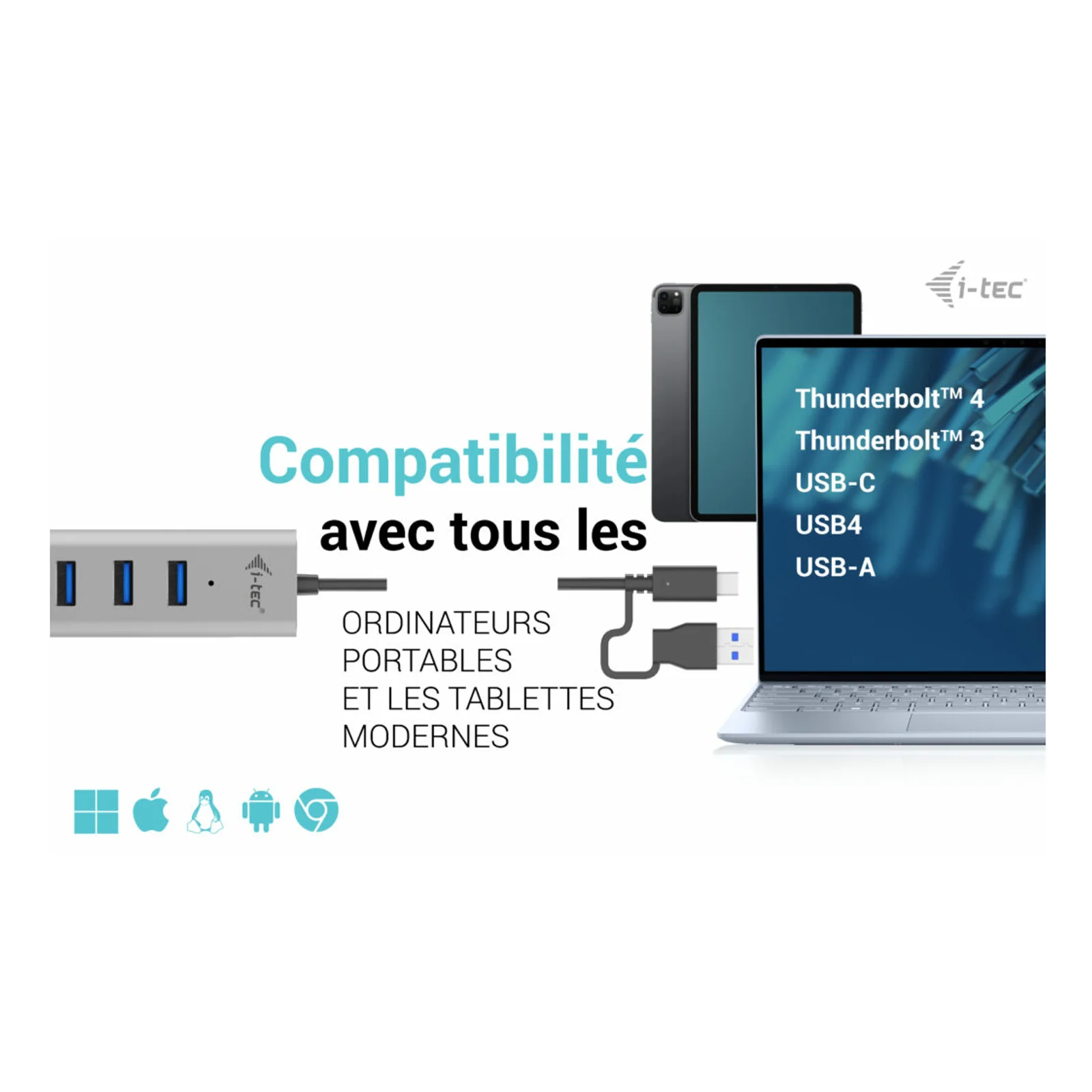 i-tec USB-C/USB-A Charging Metal HUB 7 Port